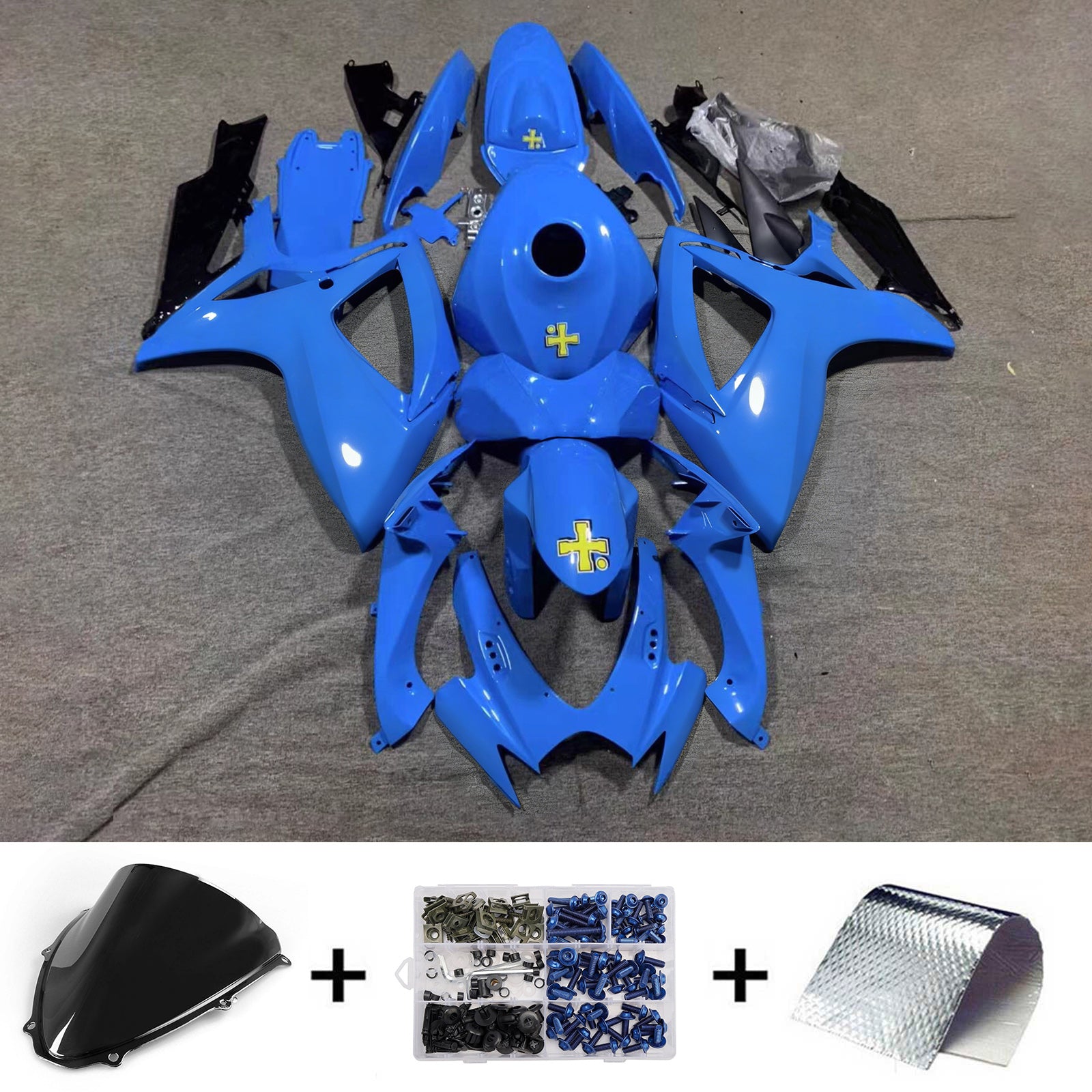 Amotopart 2006-2007 Suzuki GSXR 600/750 Blue Black Yellow Fairing Kit