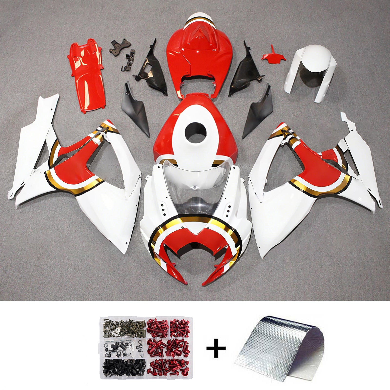 Amotopart 2006-2007 Suzuki GSXR 600/750 Red White Fairing Kit