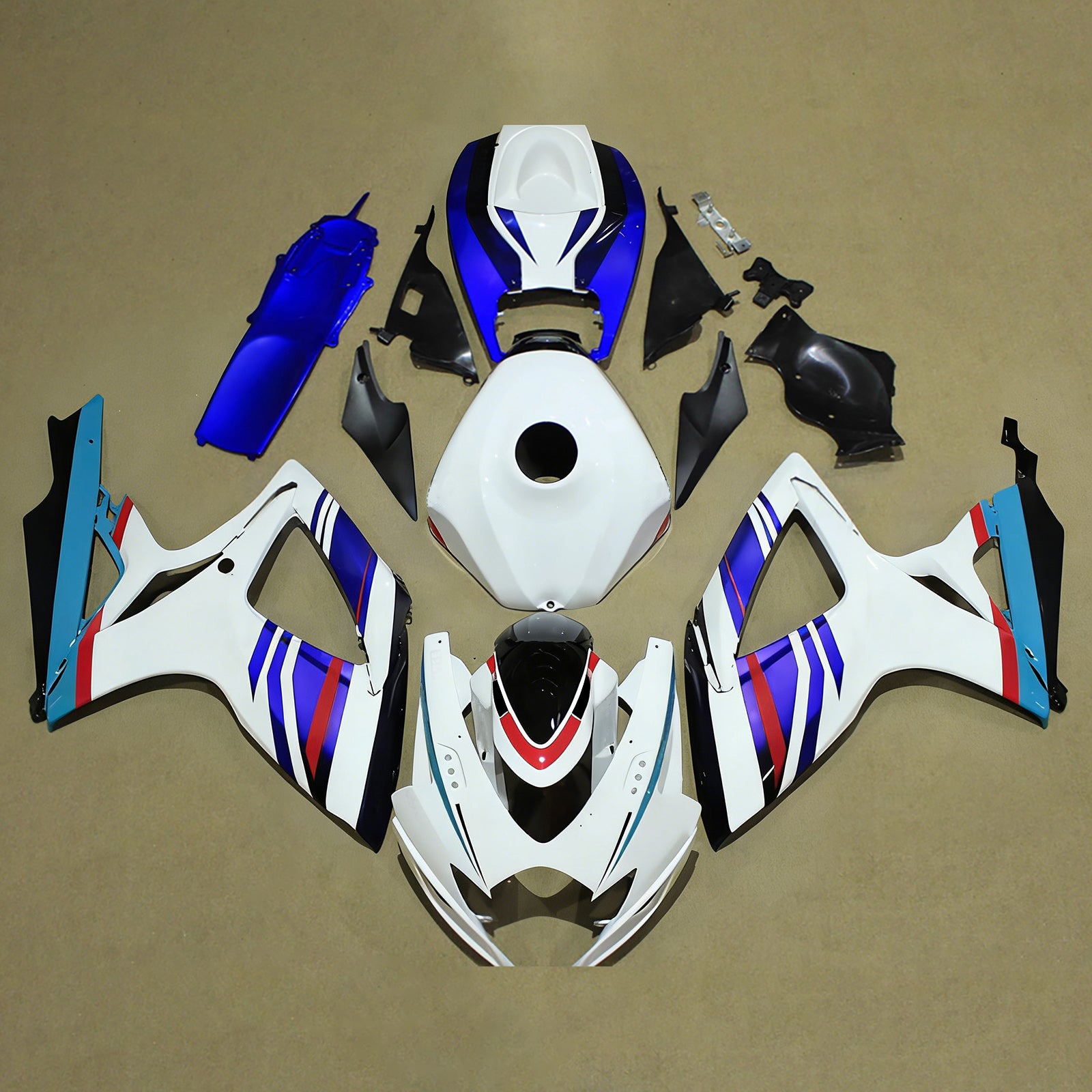 Amotopart 2006-2007 Suzuki GSXR 600/750 White Blue Fairing Kit