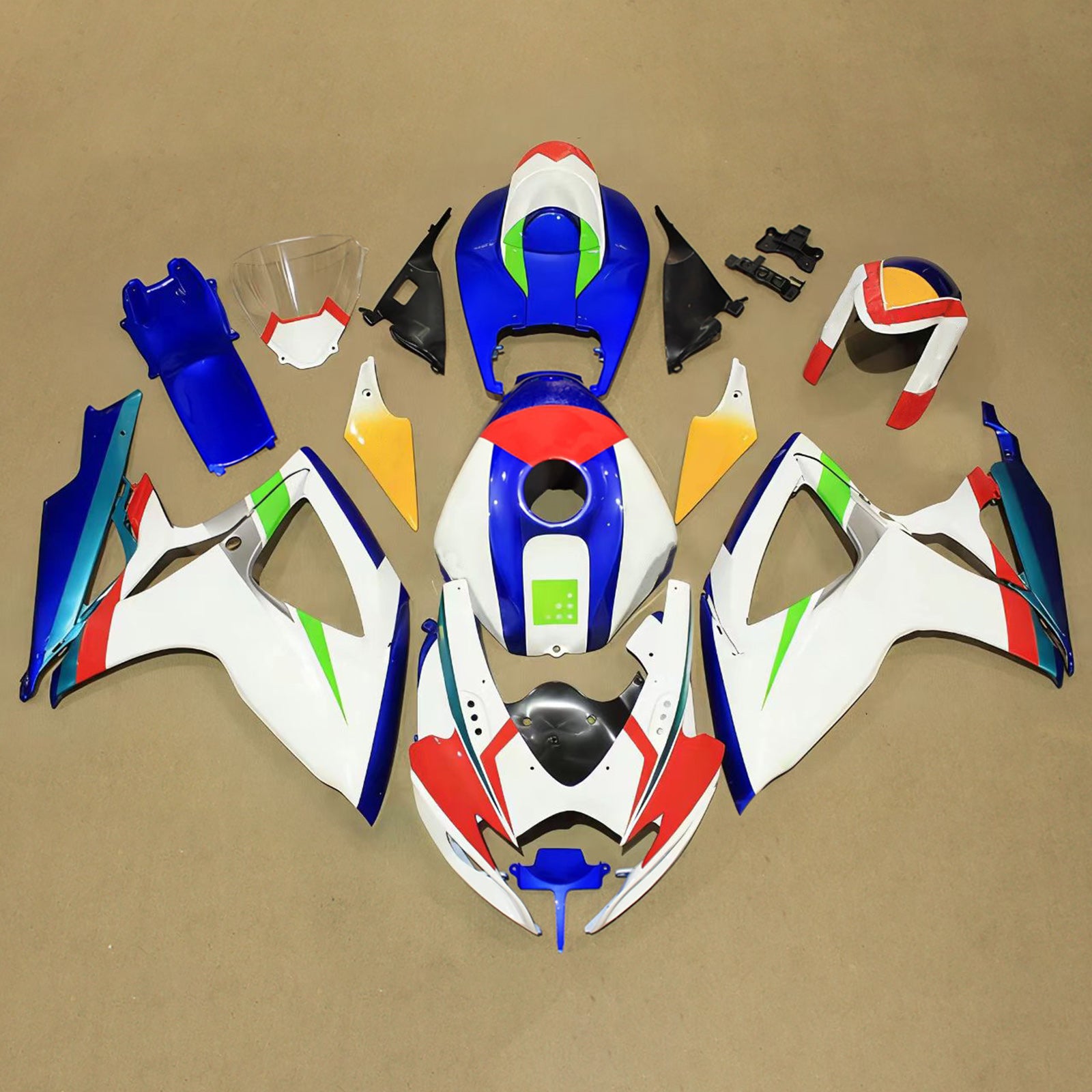 Amotopart 2006-2007 Suzuki GSXR 600/750 White Blue Red Fairing Kit