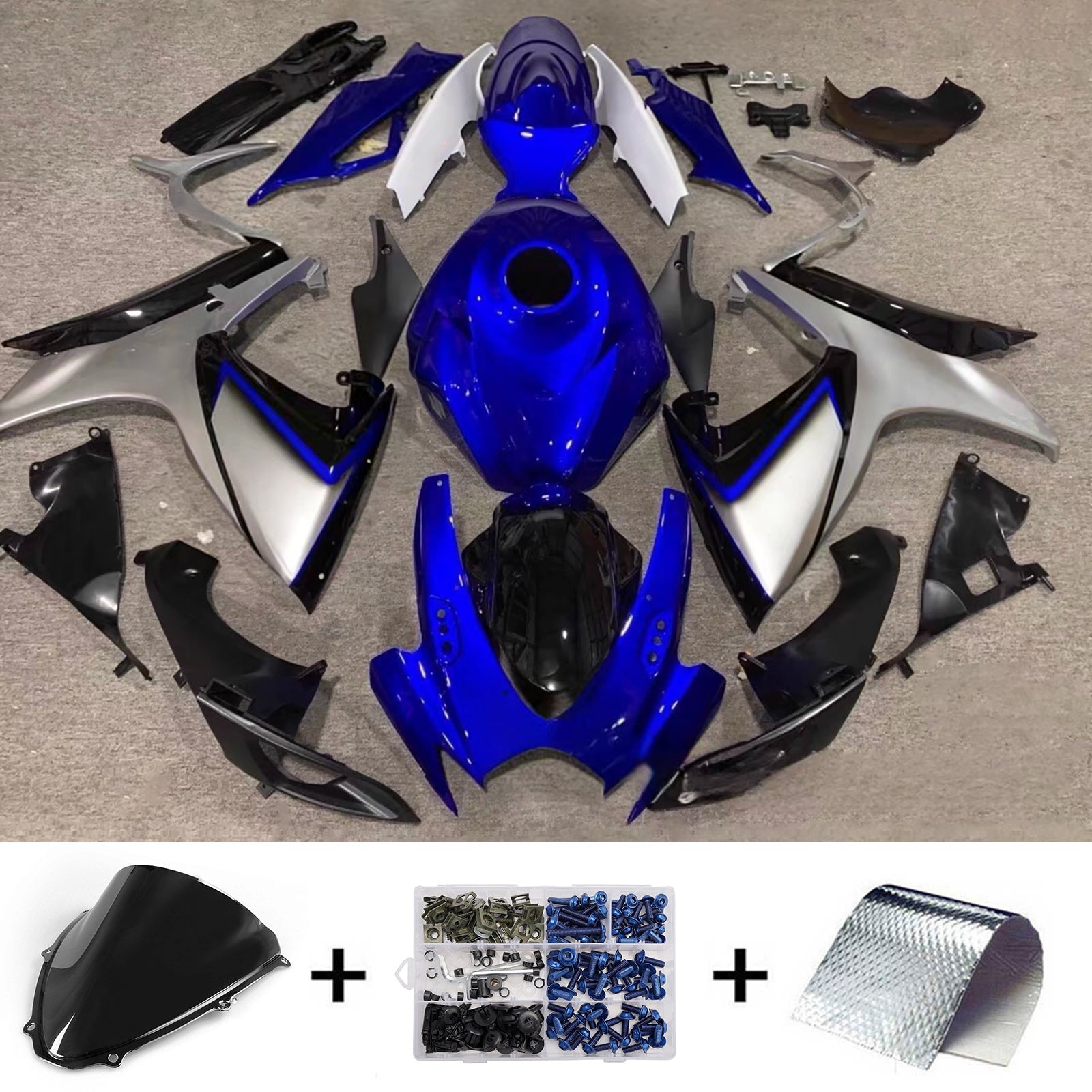 Amotopart 2006-2007 Suzuki GSXR 600/750 modrá stříbrná černá sada kapotáže