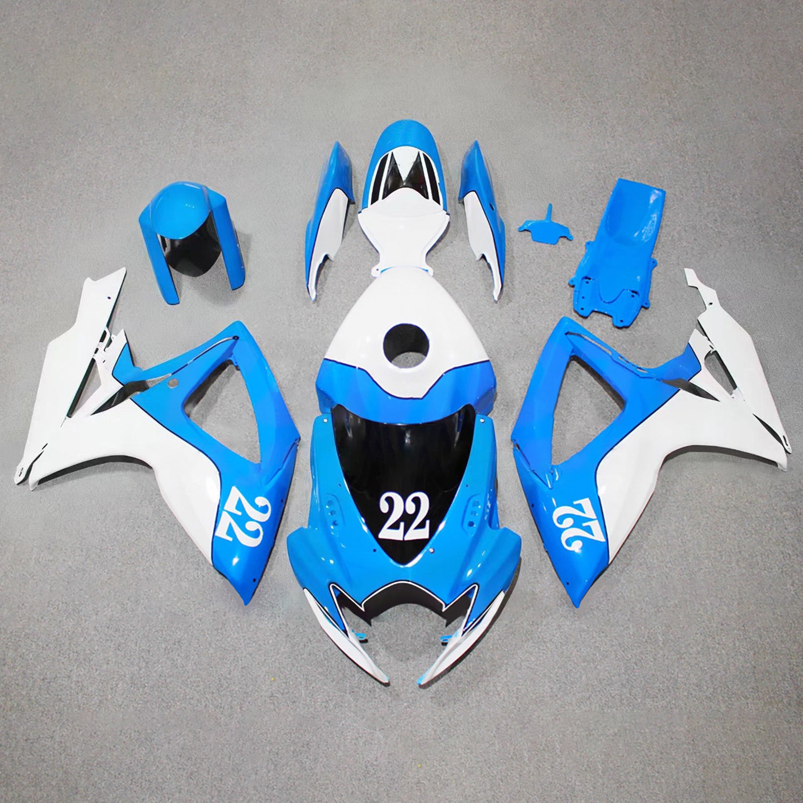 Amotopart 2006-2007 Suzuki GSXR 600/750 Glossy Blue White Fairing Kit