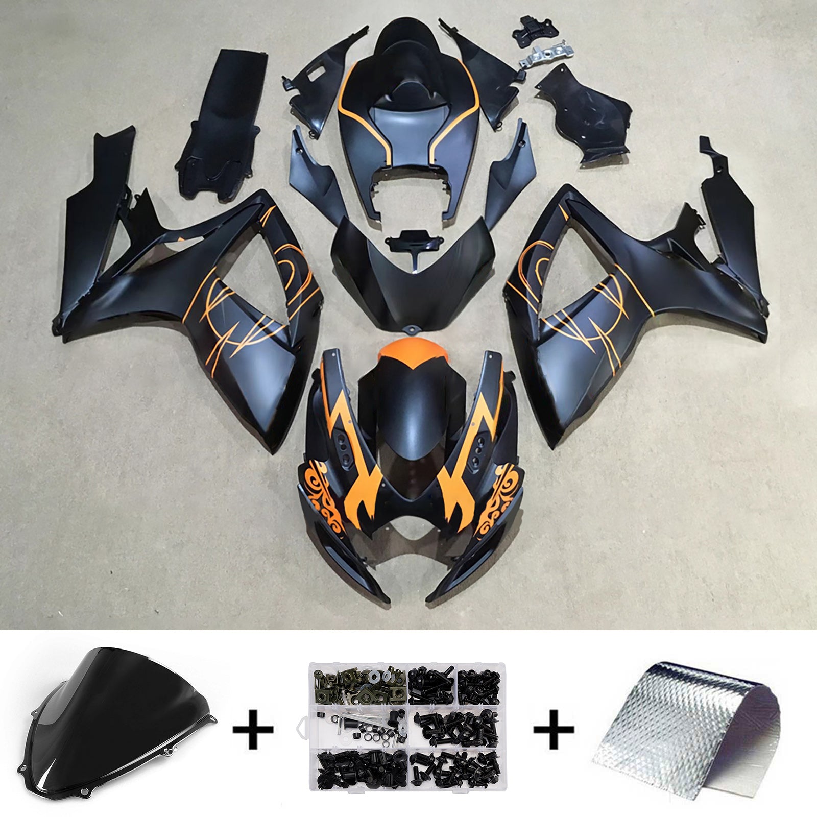 Amotopart 2006-2007 Suzuki GSXR 600/750 Black Orange Fairing Kit