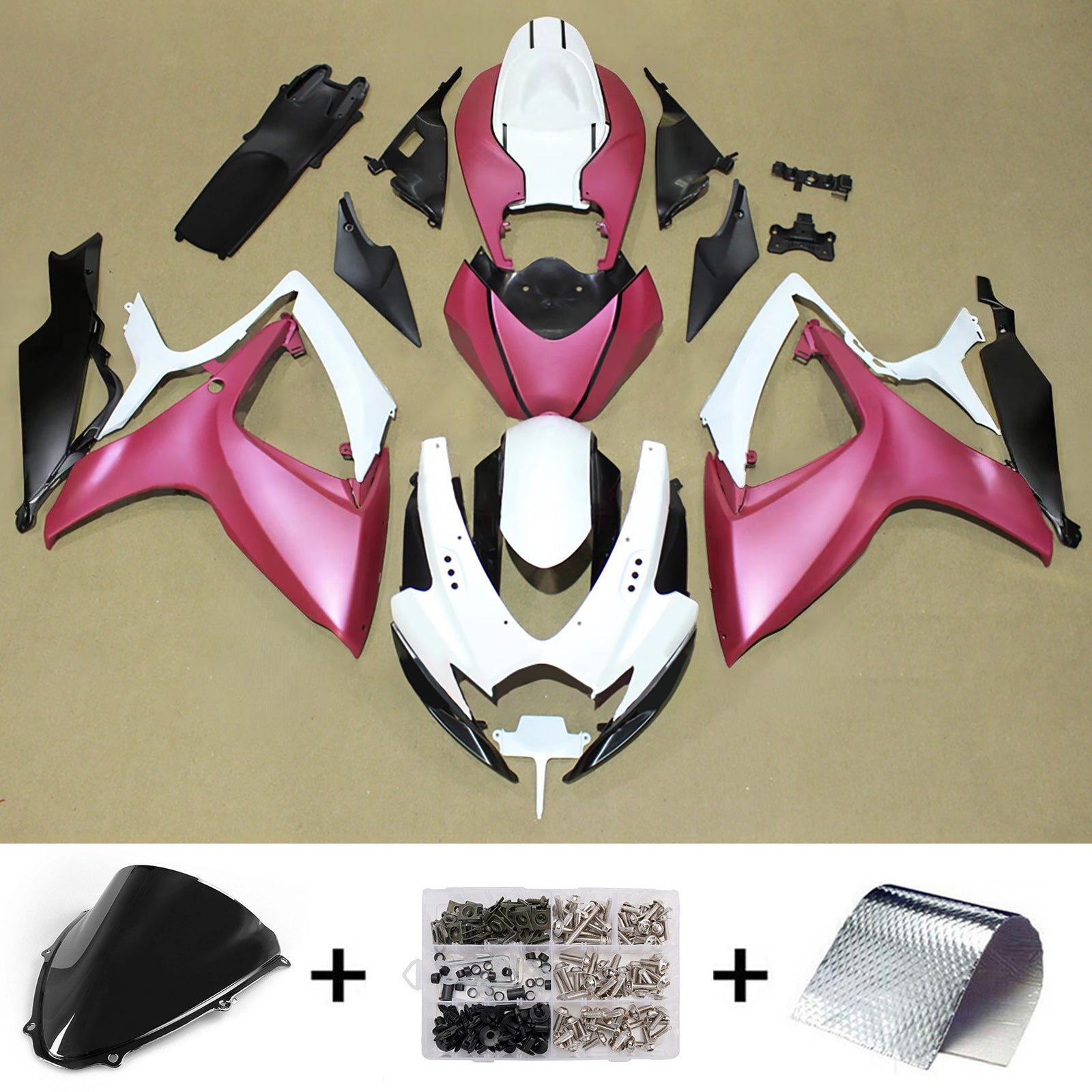 Amotopart 2006-2007 Suzuki GSXR 600/750 Pink White Fairing Kit