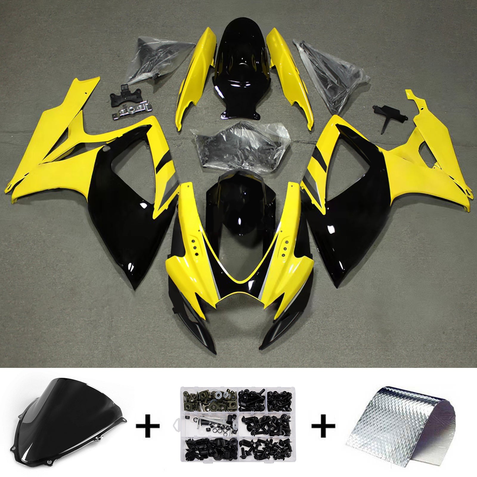 Amotopart 2006-2007 Suzuki GSXR 600/750 Yellow Black Fairing Kit