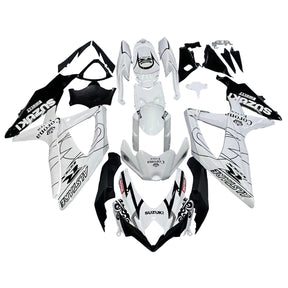 Amotopart 2008-2010 Suzuki GSXR 600/750 K8 White with Black Accent Fairing Kit