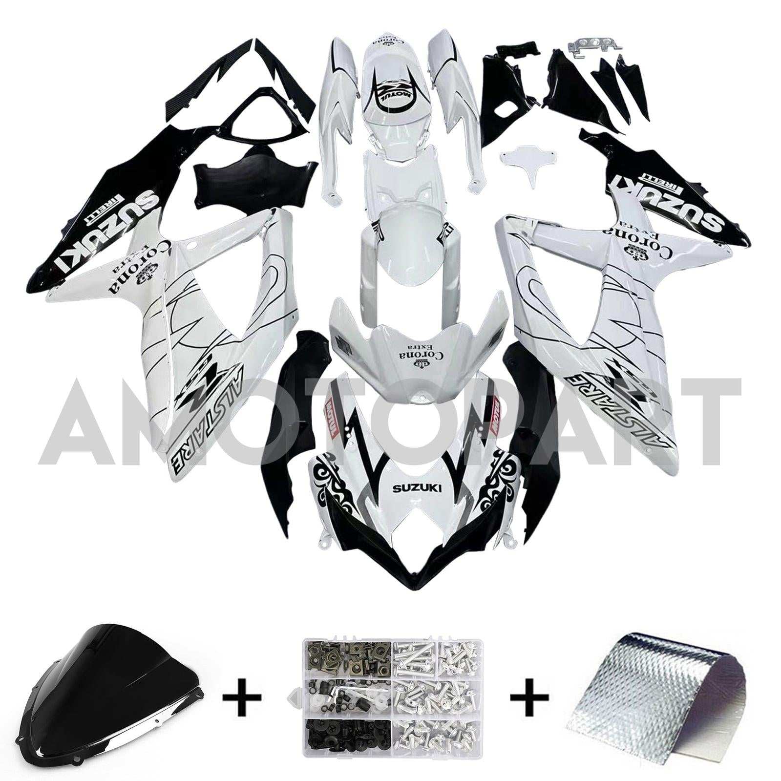 AMOTOPART 2008-2010 SUZUKI GSXR 600/750 K8 VIT MED Black Accent Fairing Kit