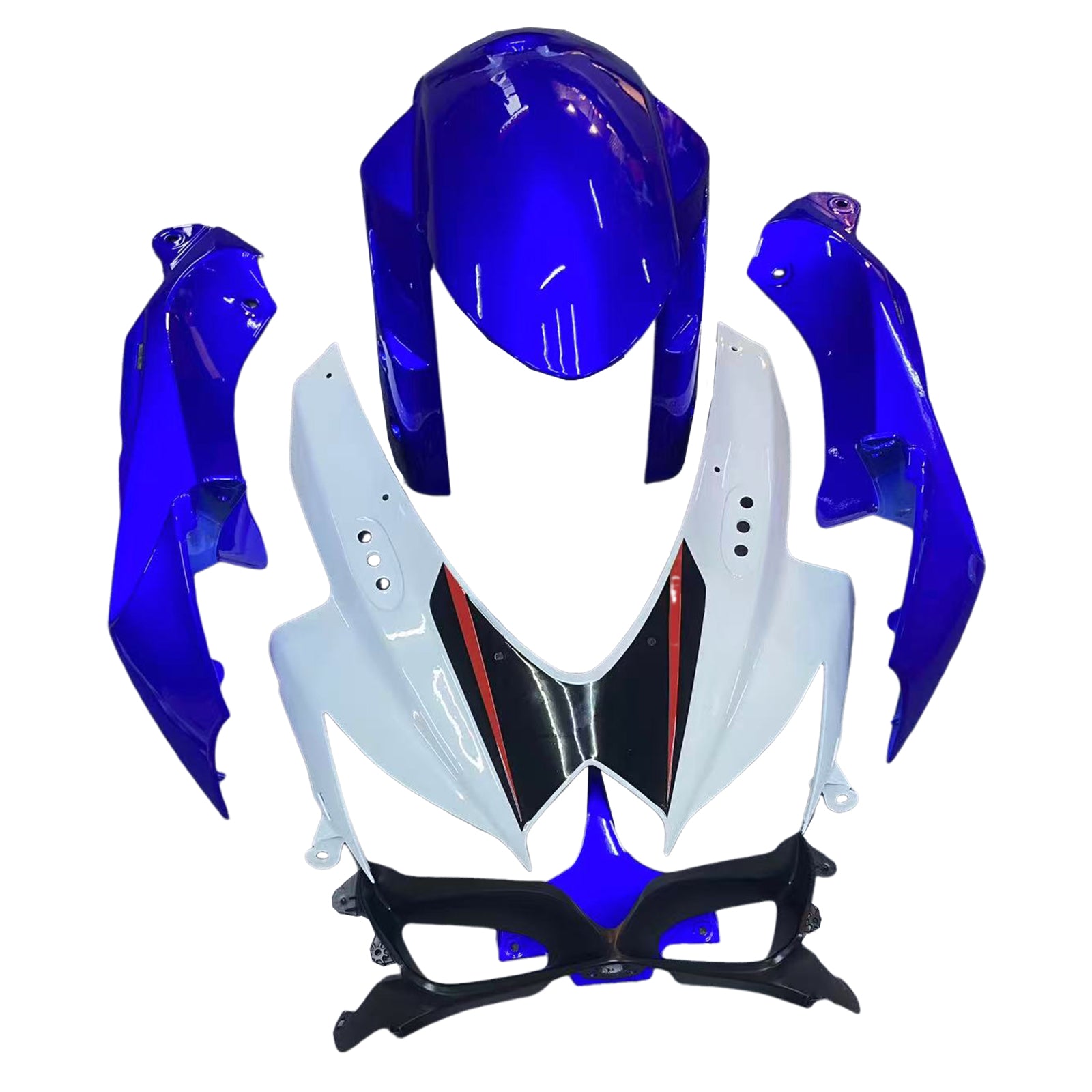 Amotopart 2008-2010 GSXR 600750 Suzuki Fairing White & Blue Kit