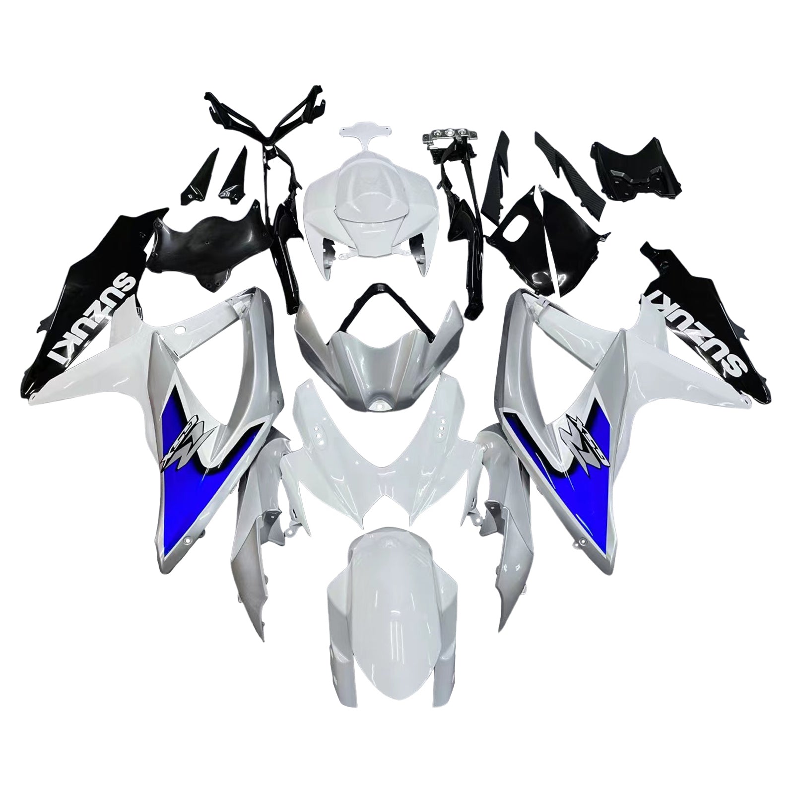 Amotopart 2008-2010 Suzuki GSX-R 600 GSX-R 750 Kit de carénage bleu et blanc