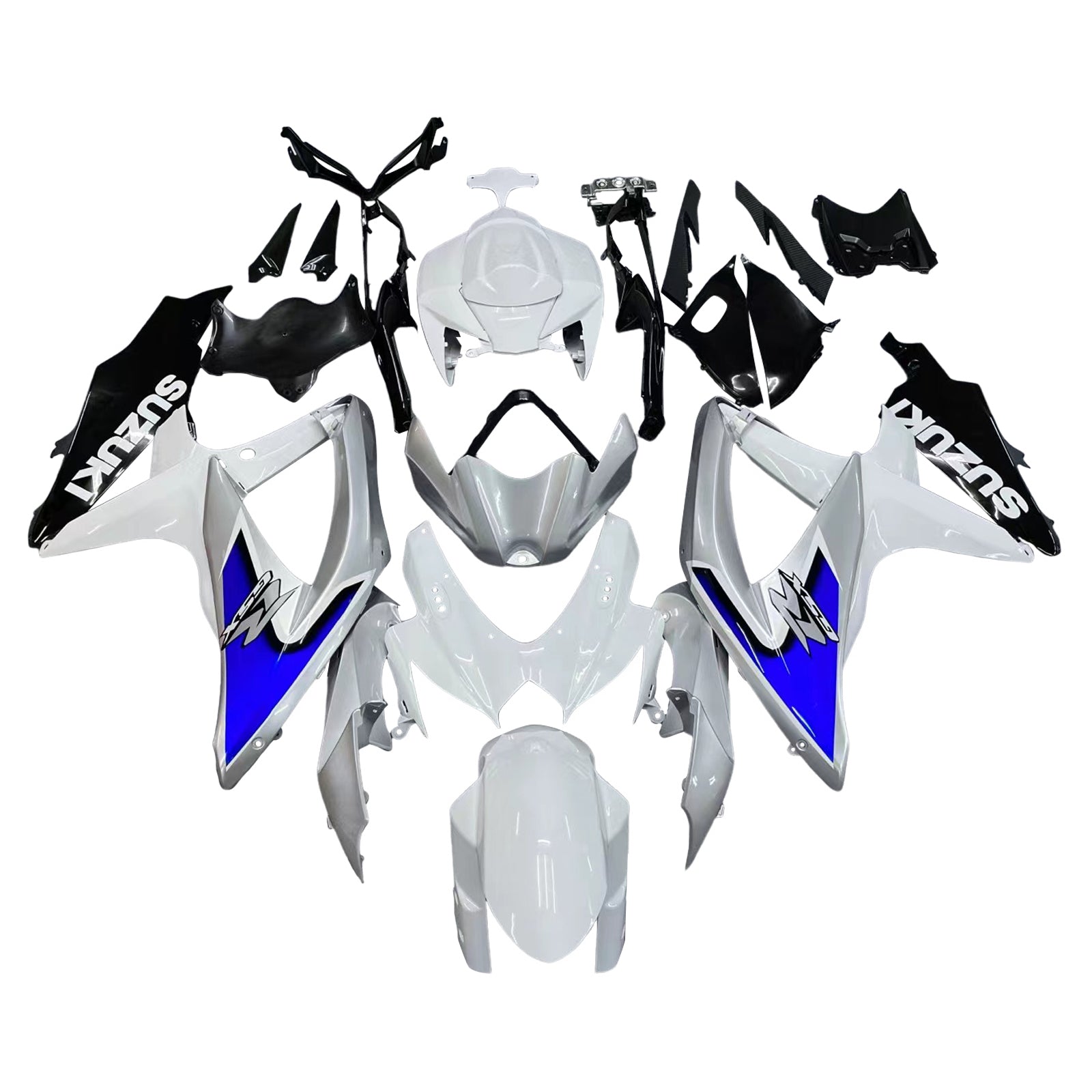 Amotopart 2008-2010 Suzuki GSX-R 600 GSX-R 750 Blue & White Fairing Kit