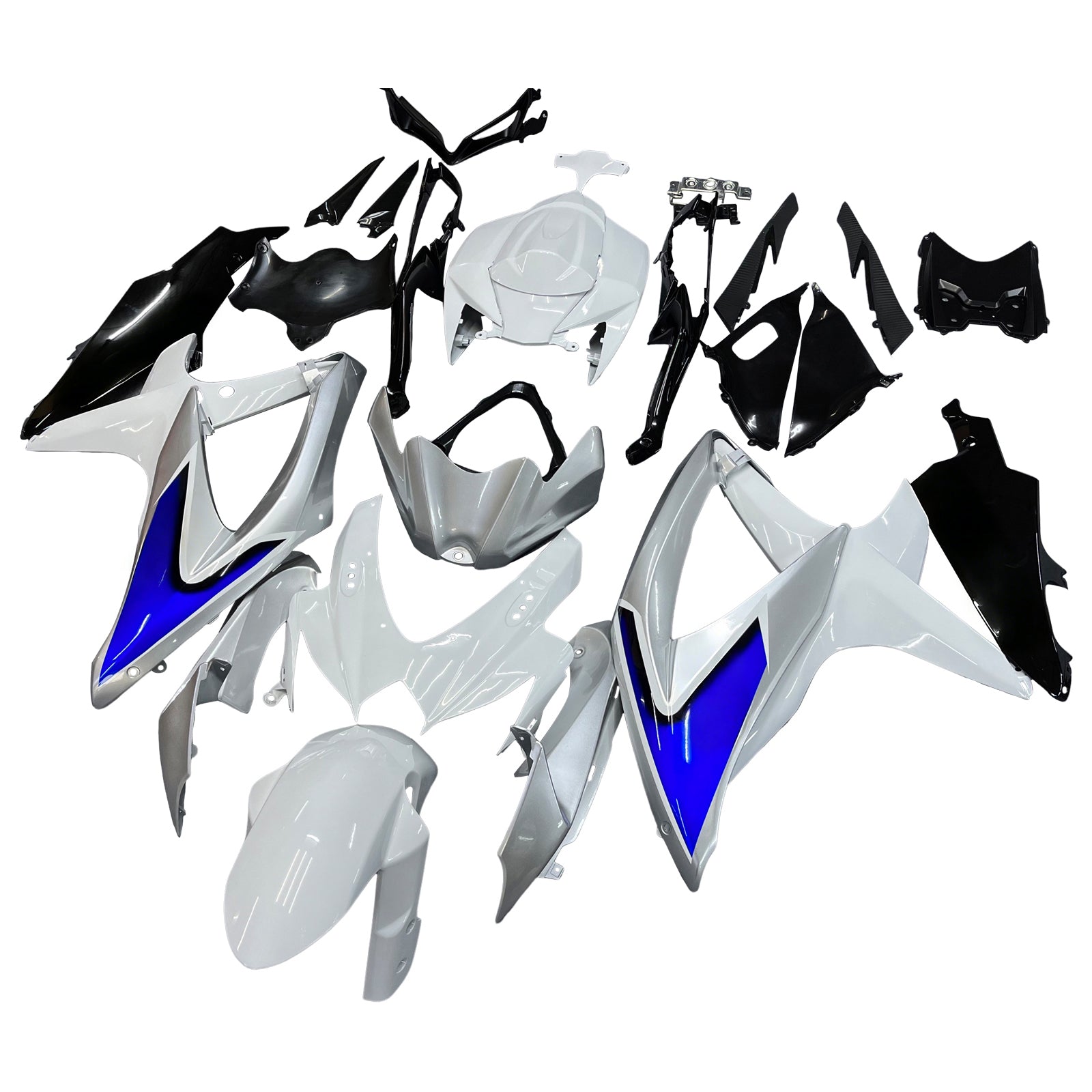 Amotopart 2008-2010 Suzuki GSX-R 600 GSX-R 750 Blue&White Fairing Kit