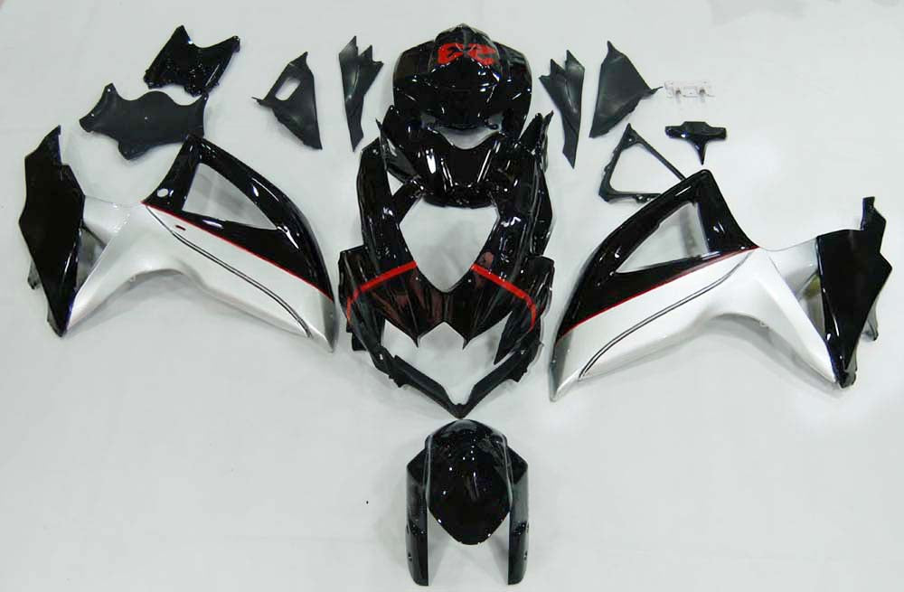 Amotopart 2008-2010 Suzuki GSXR 600/750 Black White Fairing Kit