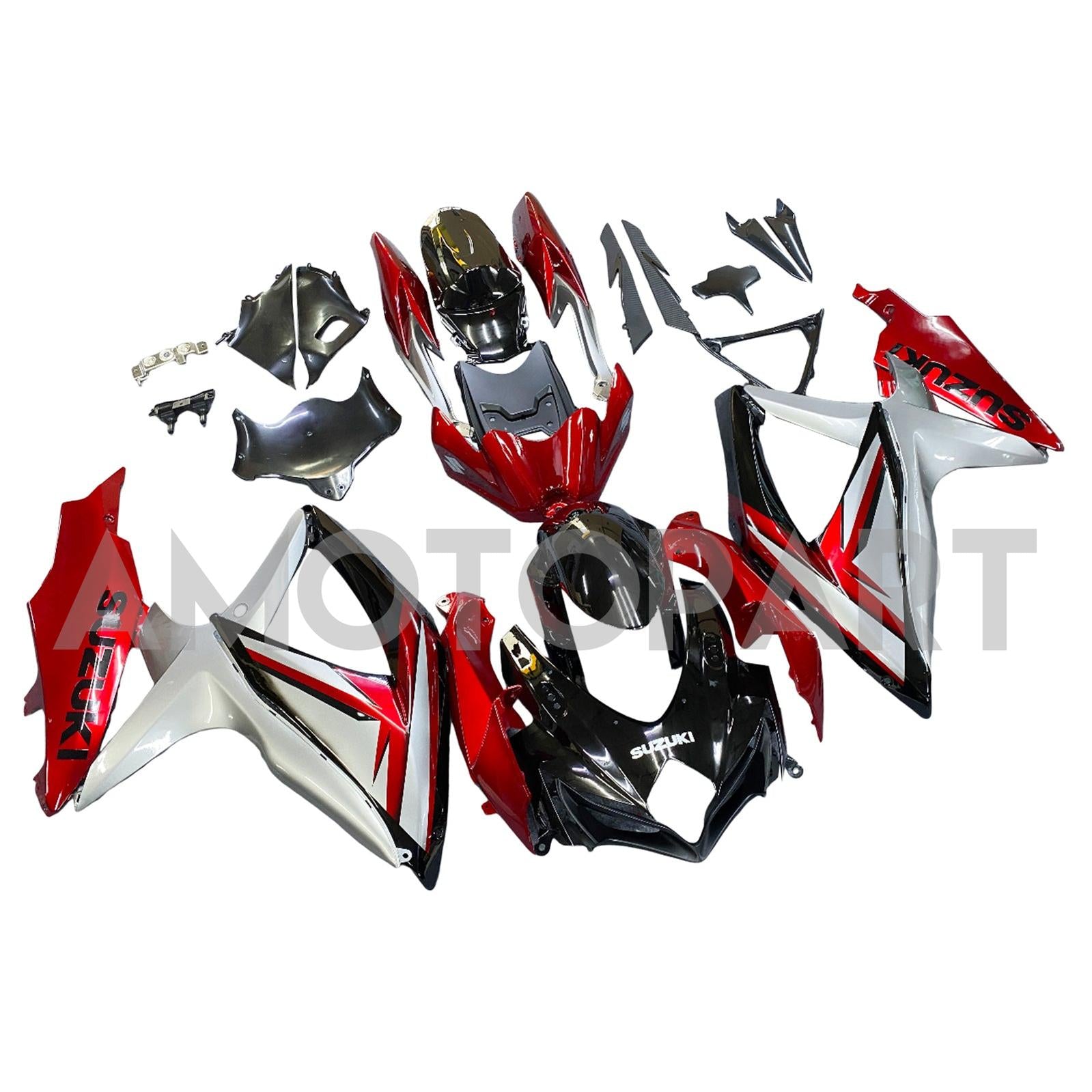 Amotopart 2008-2010 Suzuki GSXR600750 Fairing G-Sliver&Red Kit