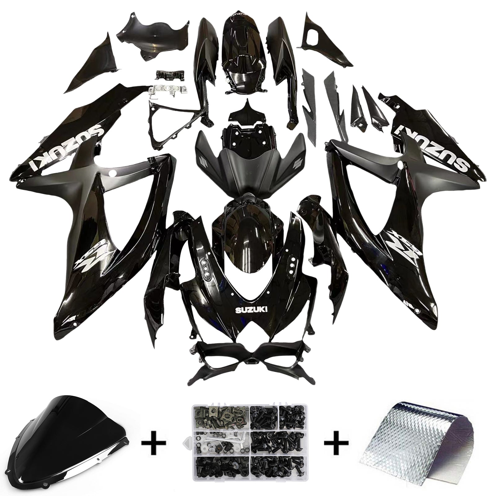 Amotopart 2008-2010 Suzuki GSXR 600/750 K8 Gloss Black Fairing Kit