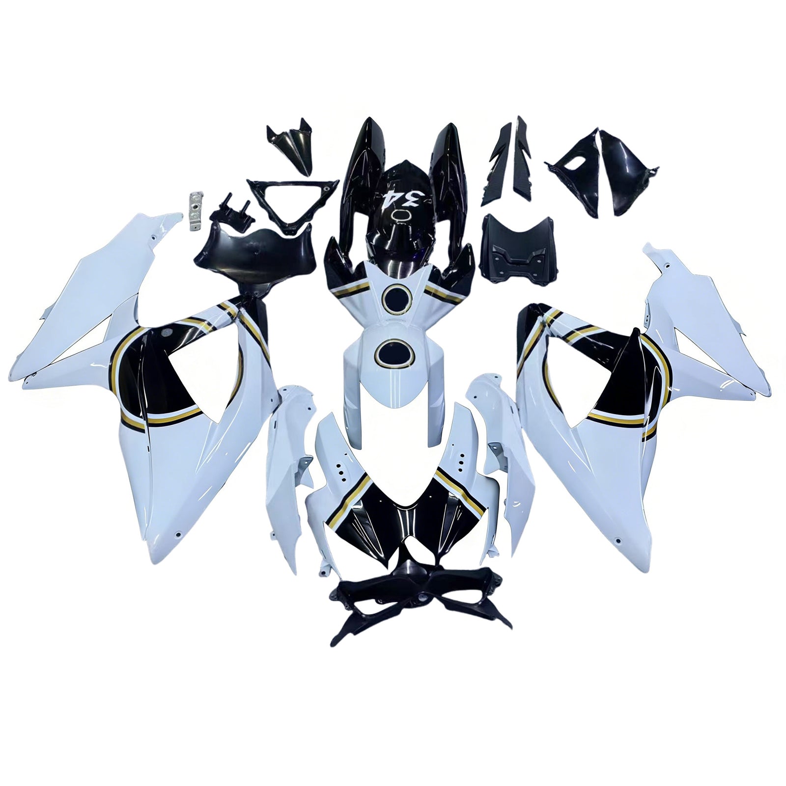 Amotopart 2008-2010 Suzuki GSXR 600/750 White Black Fairing Kit