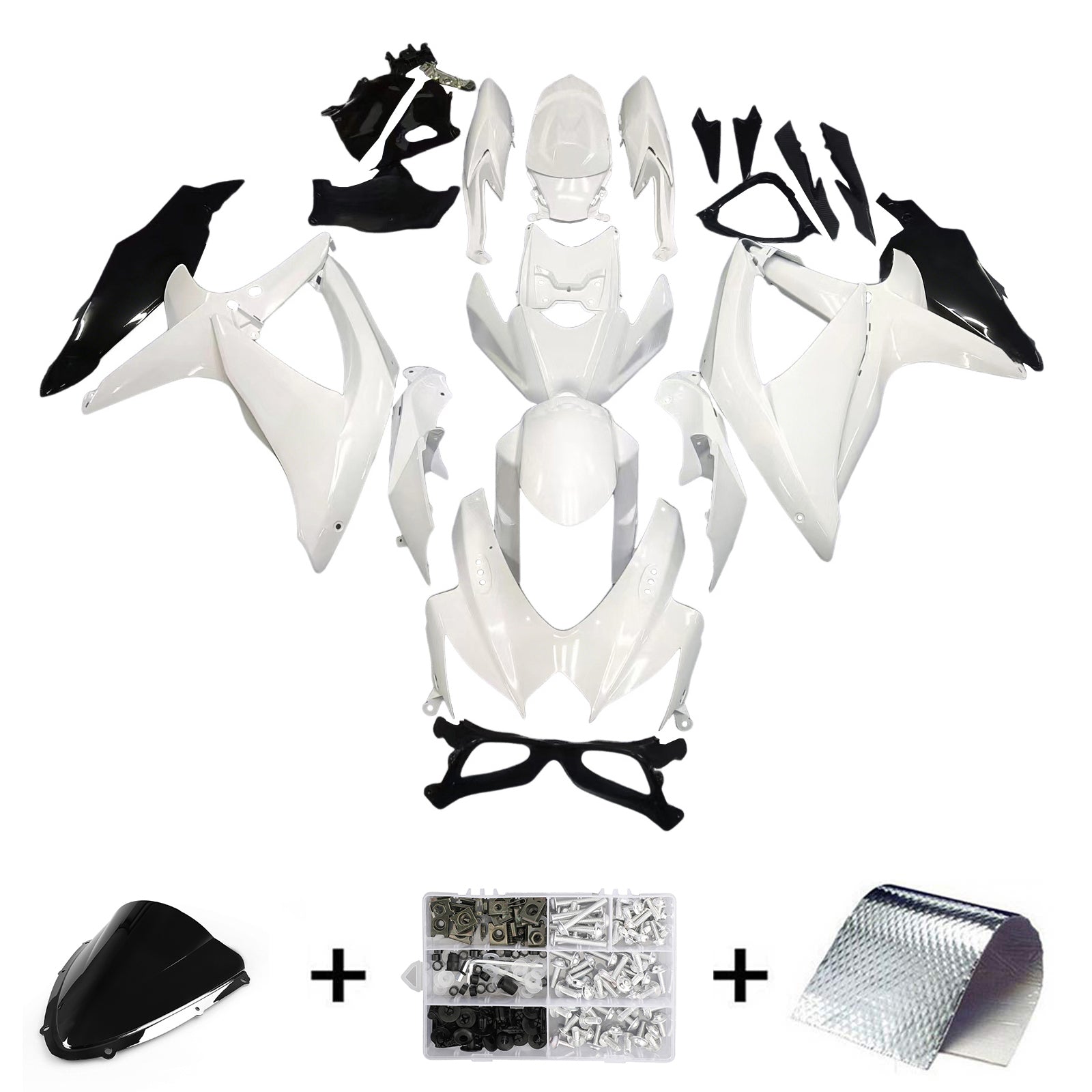 Amotopart 2008-2010 Suzuki GSXR 600/750 White Fairing Kit