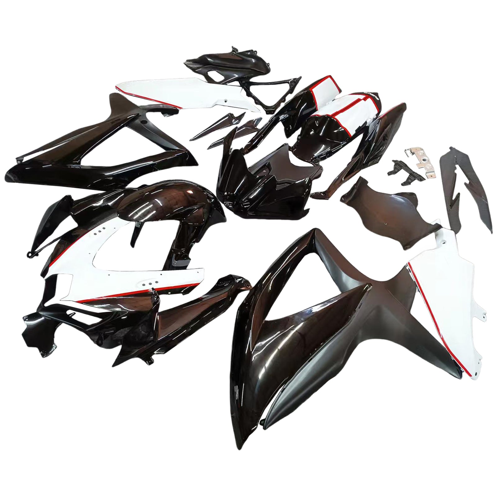 Amotopart 2008-2010 Suzuki GSXR 600/750 Black White Red Fairing Kit