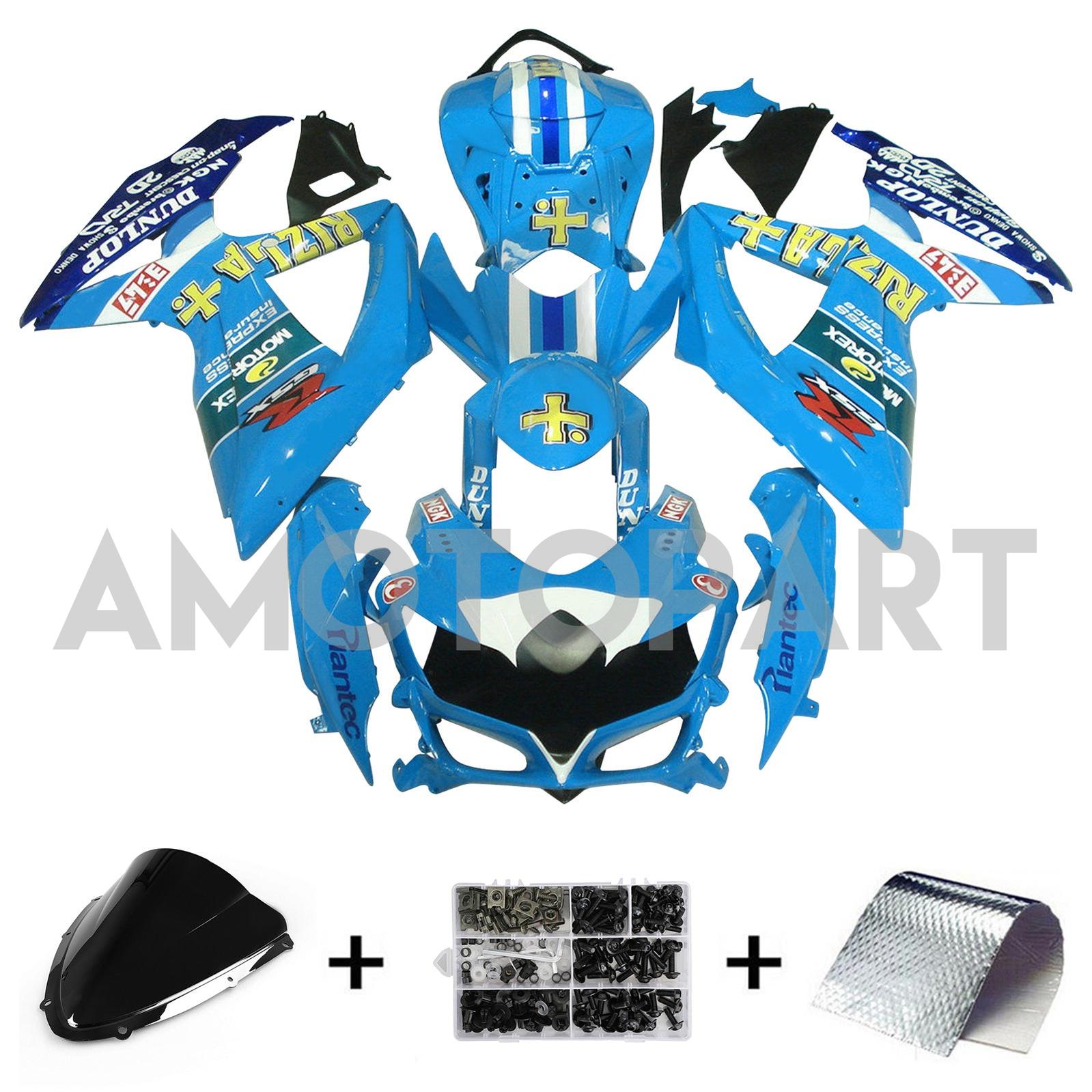 Amotopart 2008-2010 Suzuki GSX-R 600 GSX-R 750 Blue Fairing Kit