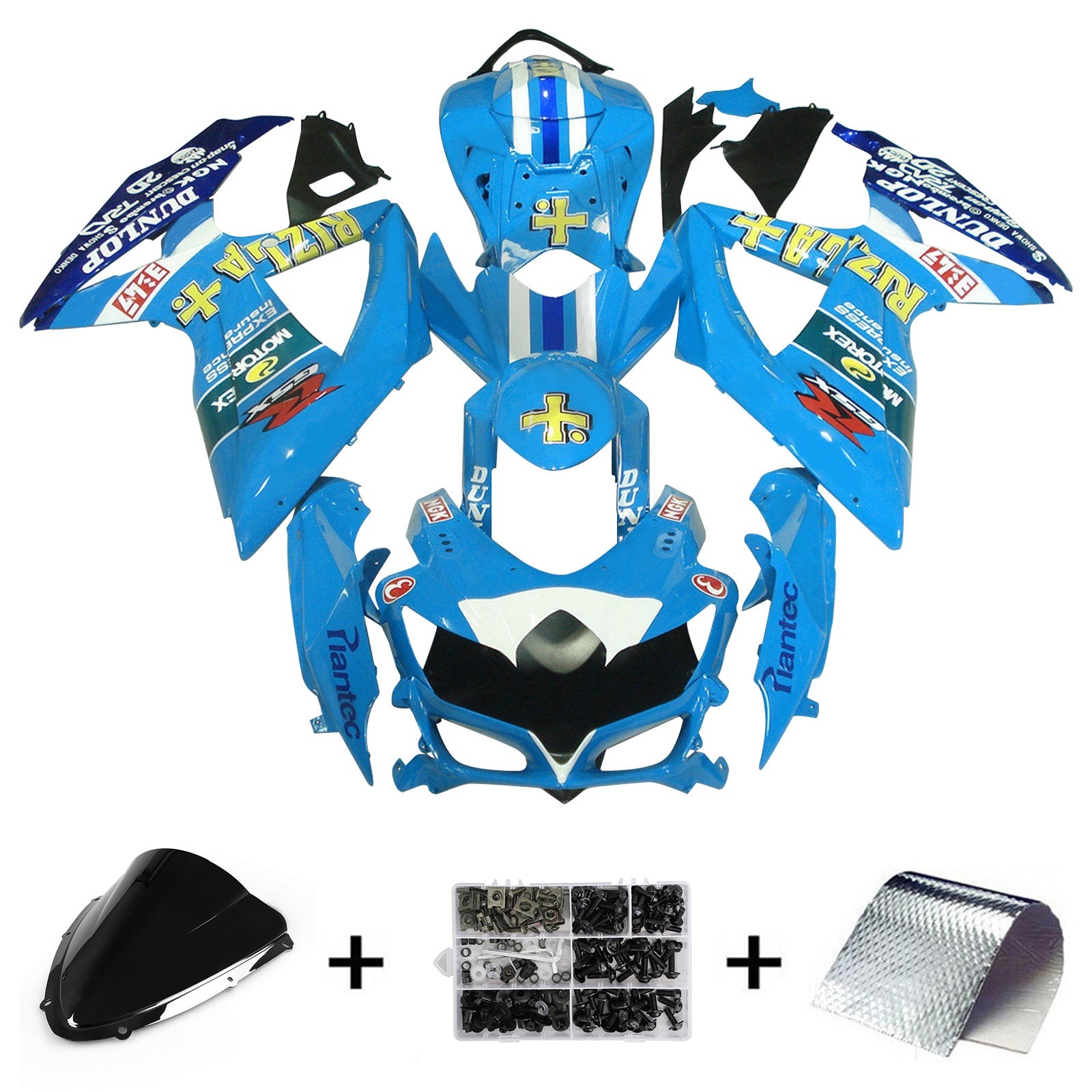 Amotopart 2008–2010 Suzuki GSX-R 600 GSX-R 750 blaues Verkleidungsset