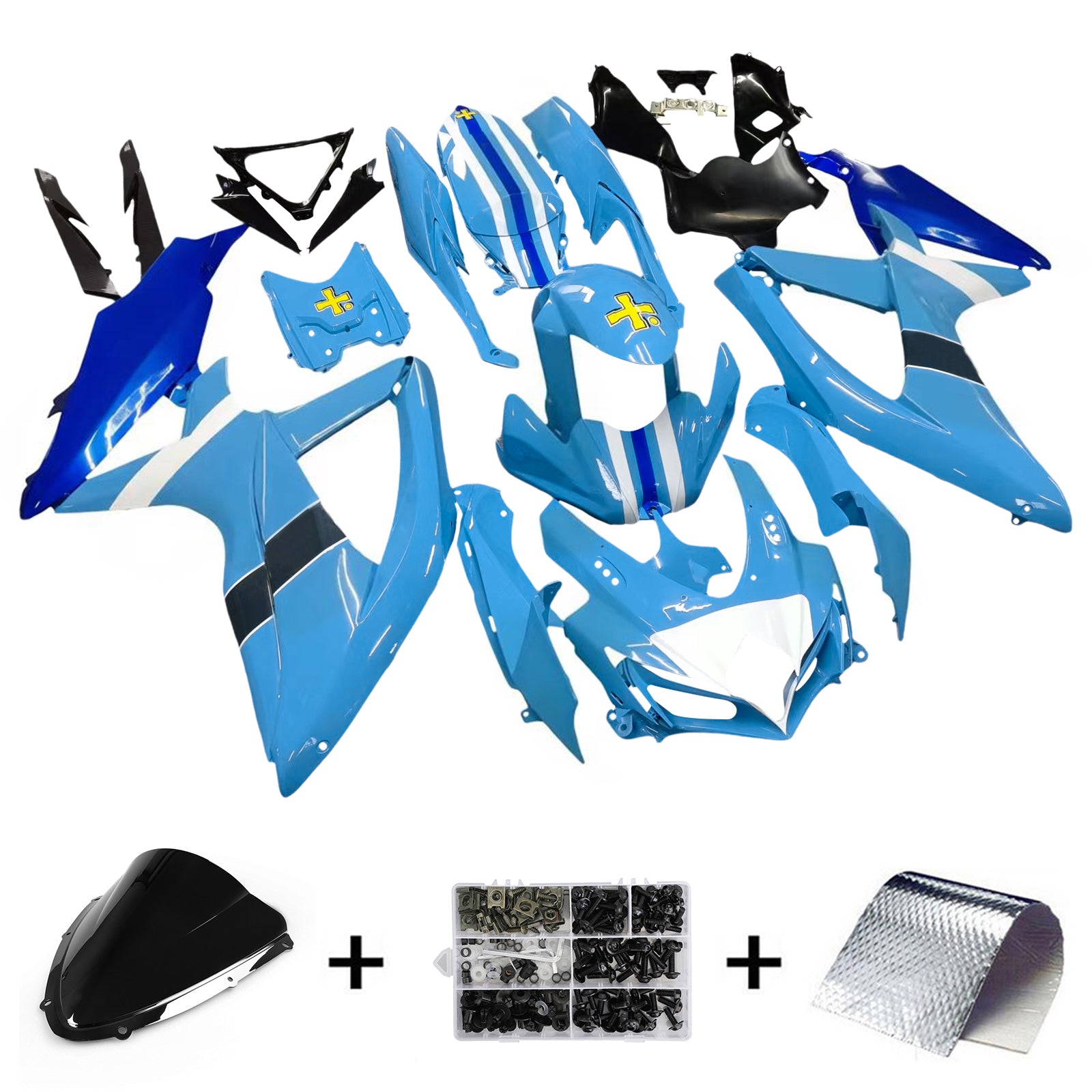 Amotopart 2008-2010 Kit carena blu Suzuki GSX-R 600 GSX-R 750