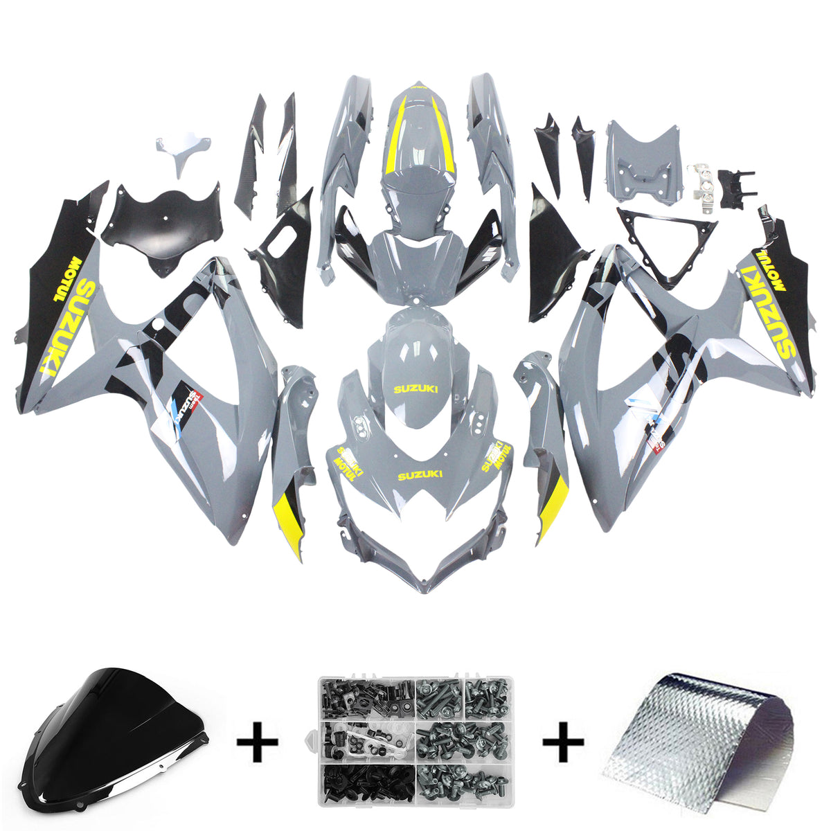 Amotopart 2008-2010 Suzuki GSXR600/750 Fairing Yellow&Grey Kit