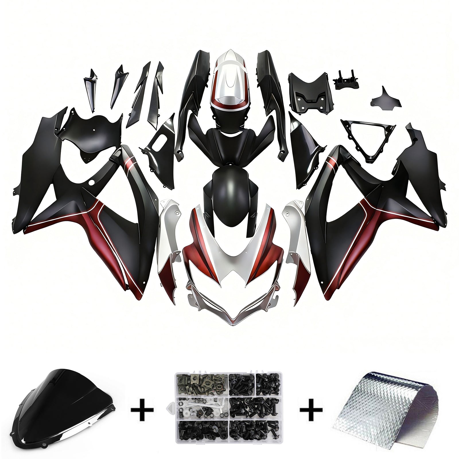 Carenatura Amotopart 2008-2010 Suzuki GSXR600/750 rosso opaco&Bmancanza Kit