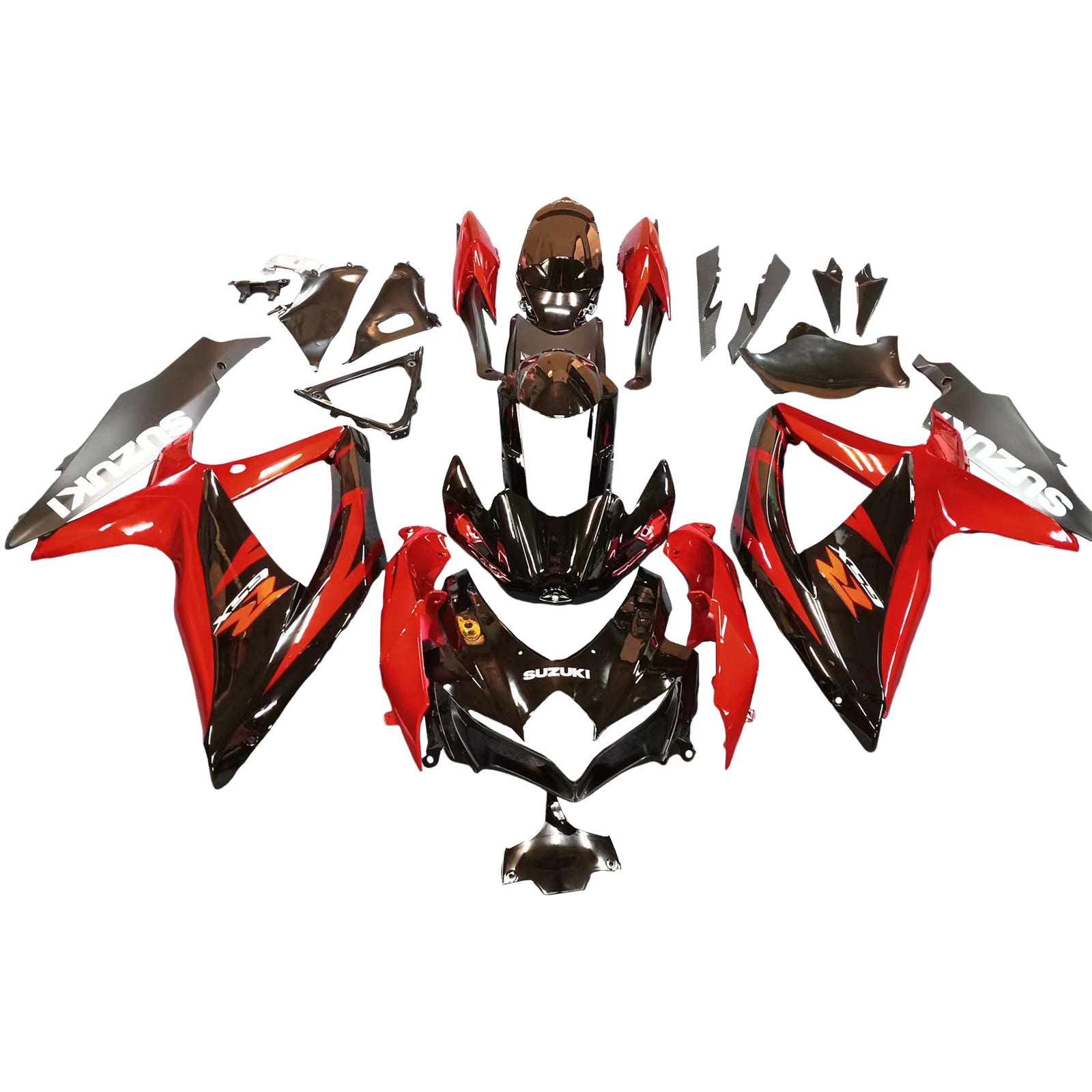 Amotopart 2008-2010 Suzuki GSXR600/750 Fairing Gloss Red&Black style 2 Kit