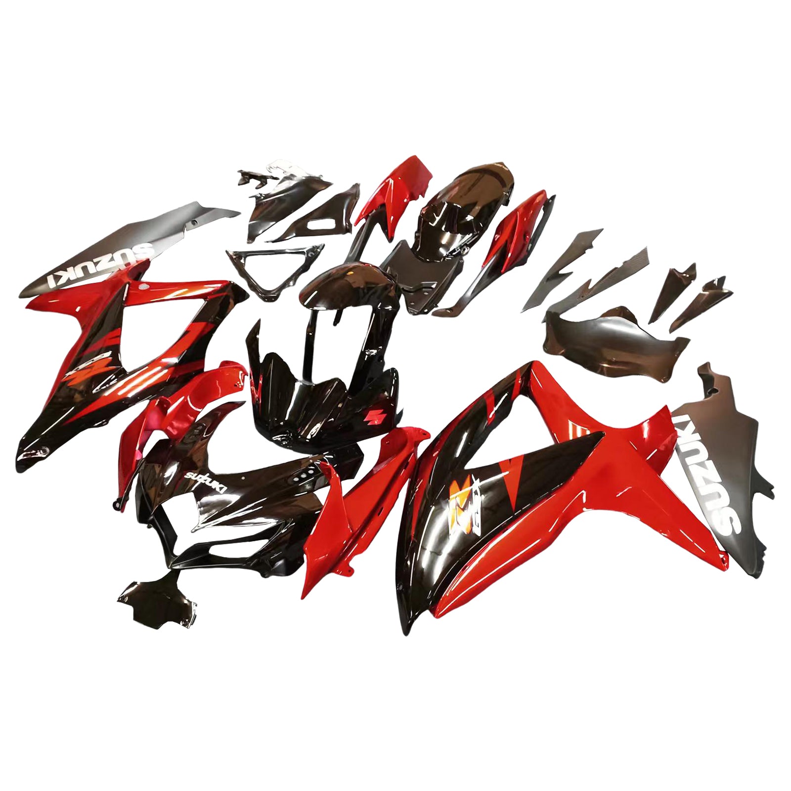 Amotopart 2008-2010 Suzuki GSXR600/750 Fairing Gloss Red&Black style 2 Kit