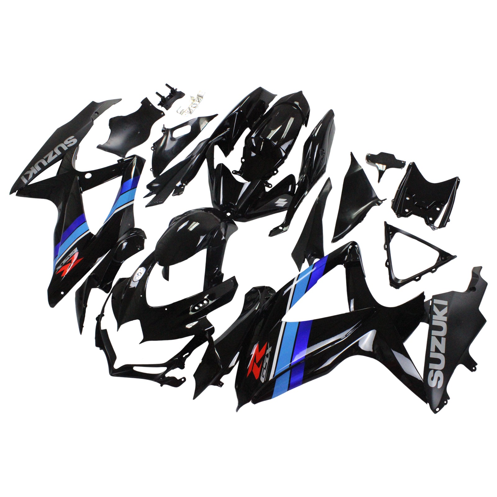 Amotopart 2008-2010 Suzuki GSXR600/750 Fairing Gloss Black&Blue Kit