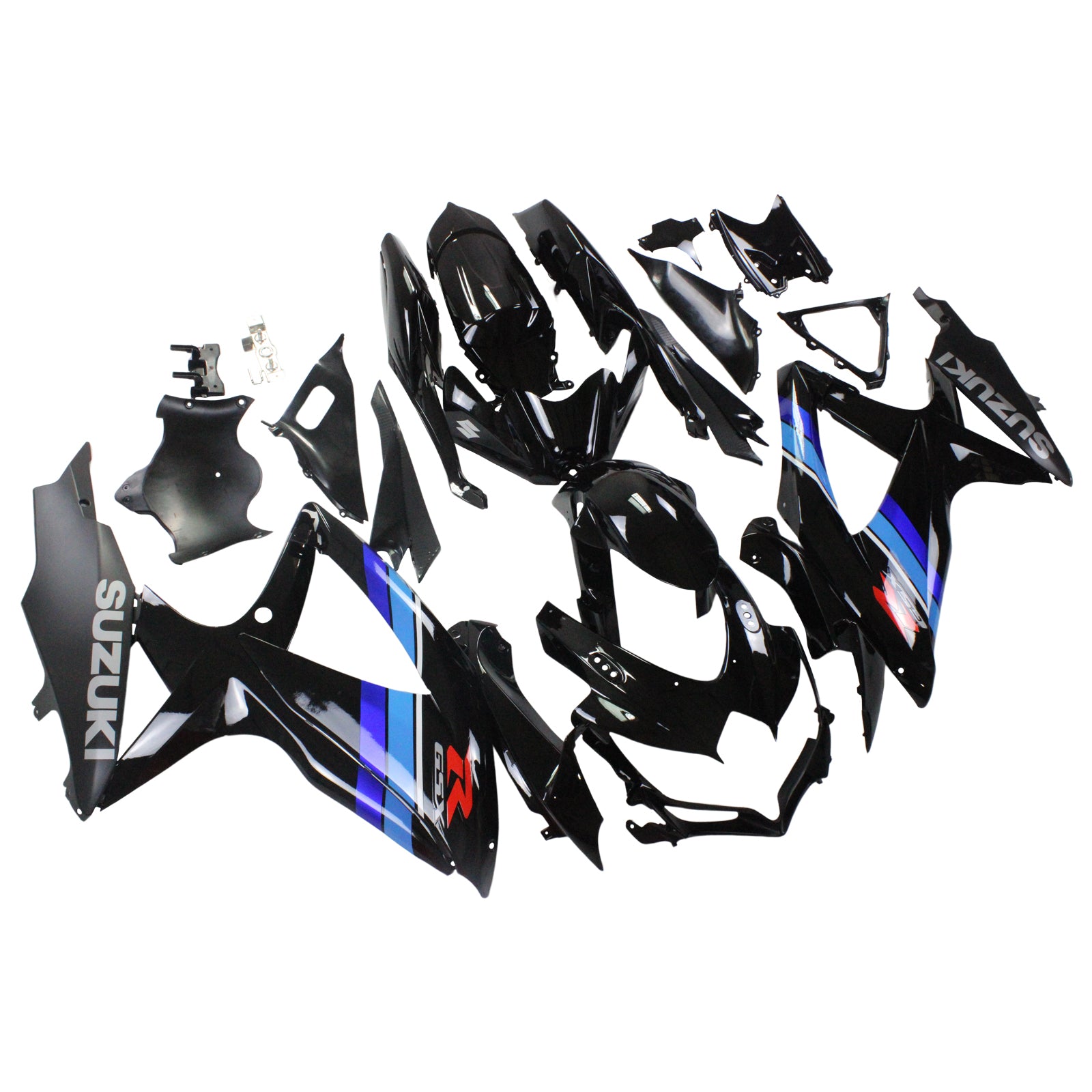 Amotopart 2008-2010 Suzuki GSXR600/750 Fairing Gloss Black&Blue Kit