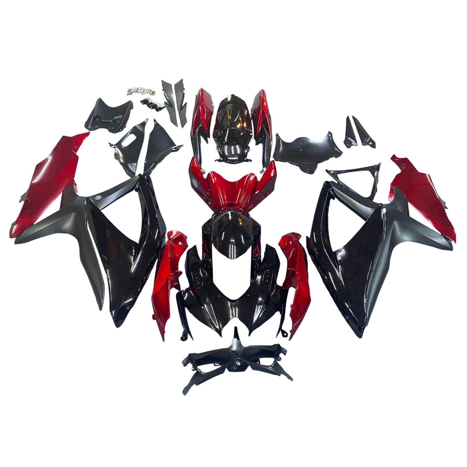 Amotopart 2008-2010 SUZUKI GSXR600/750 KUBSIFICE GLOSS BLACK & RODE KIT