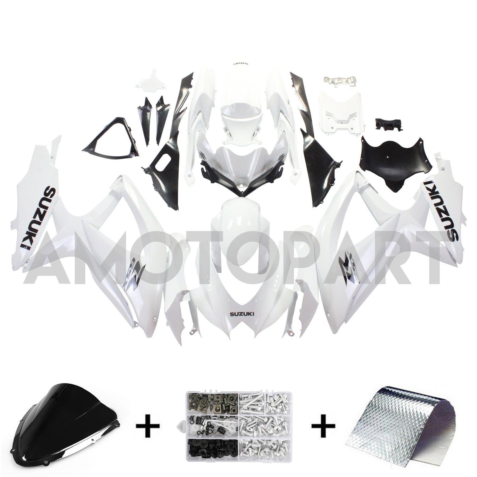 Amotopart 2008-2010 Suzuki GSXR600/750 Fairing White Kit