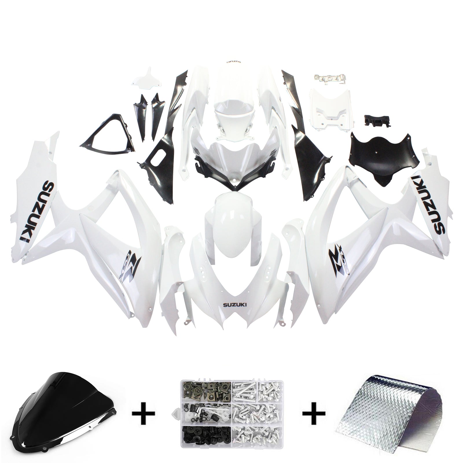 Amotopart 2008-2010 Suzuki GSXR600/750 Kit de carenado blanco