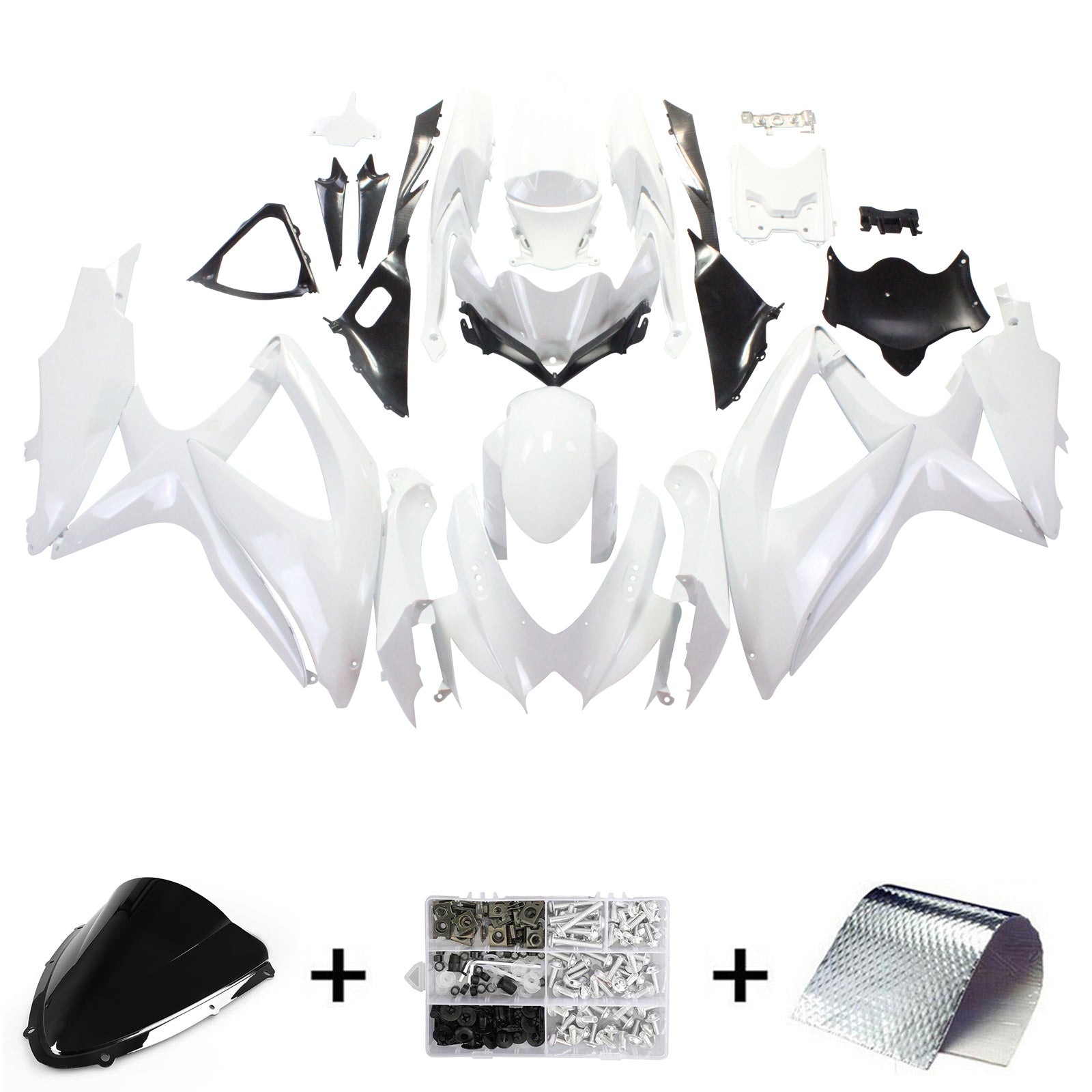 Amotopart 2008-2010 Suzuki GSXR600/750 Fairing White Kit