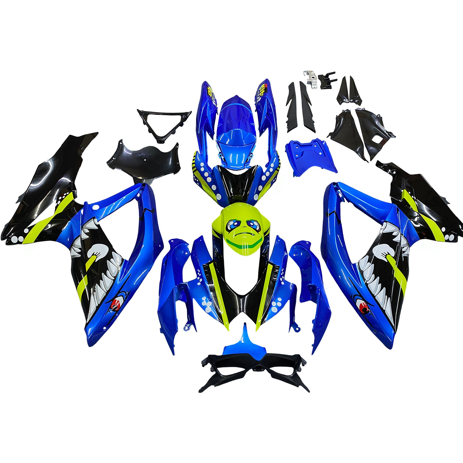 Amotopart 2008-2010 Suzuki GSXR600/750 Fairing Blue&Green Monster Kit
