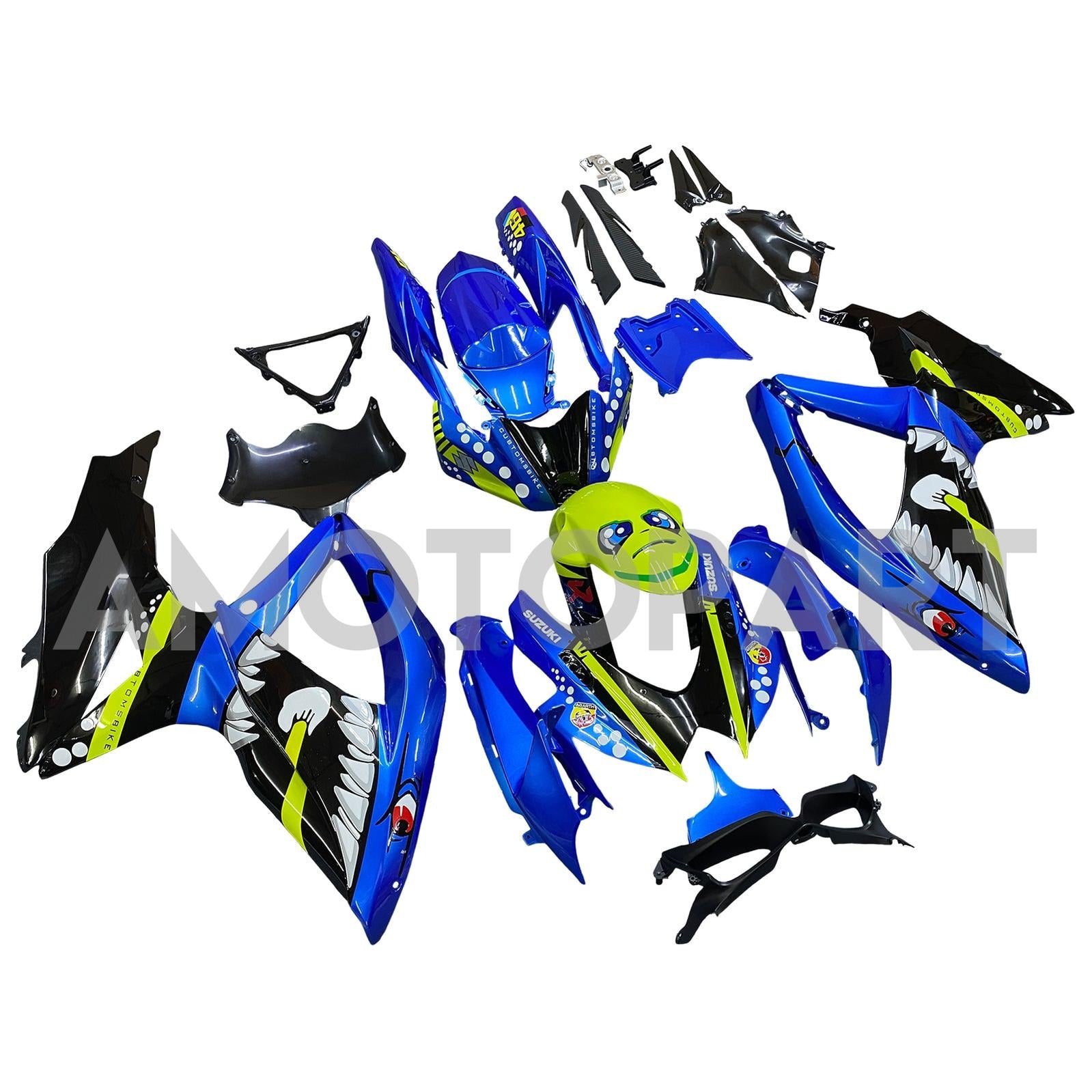 Amotopart 2008-2010 Suzuki GSXR600/750 Fairing Blue&Green Monster Kit