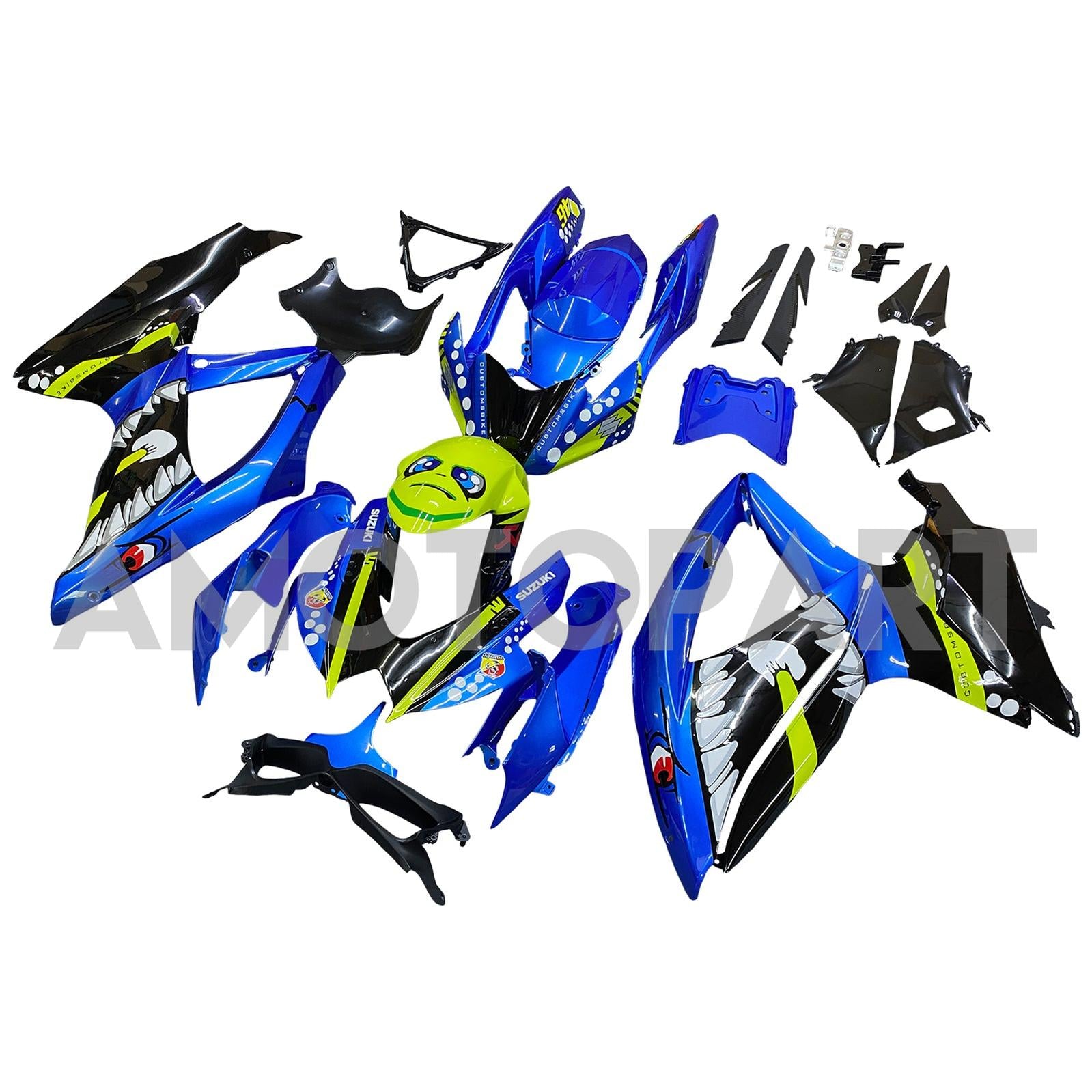 Amotopart 2008-2010 Suzuki GSXR600/750 Fairing Blue&Green Monster Kit