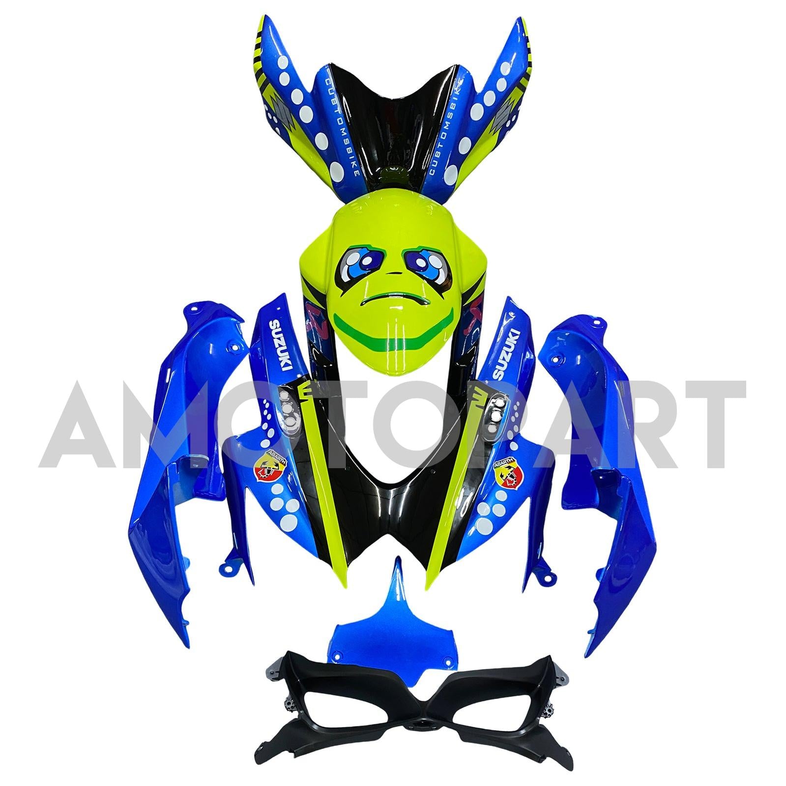 Amotopart 2008-2010 Suzuki GSXR600/750 Fairing Blue&Green Monster Kit