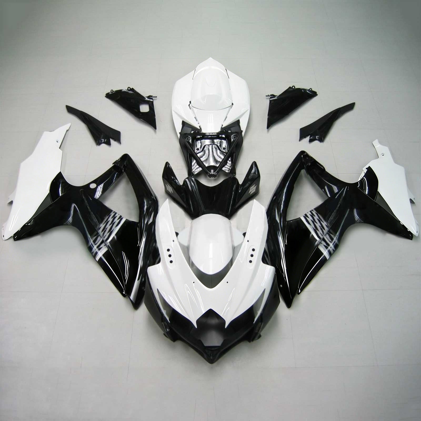 Cupolino nero Amotopart per Suzuki GSXR600/750 2008-2010&WKit bianco