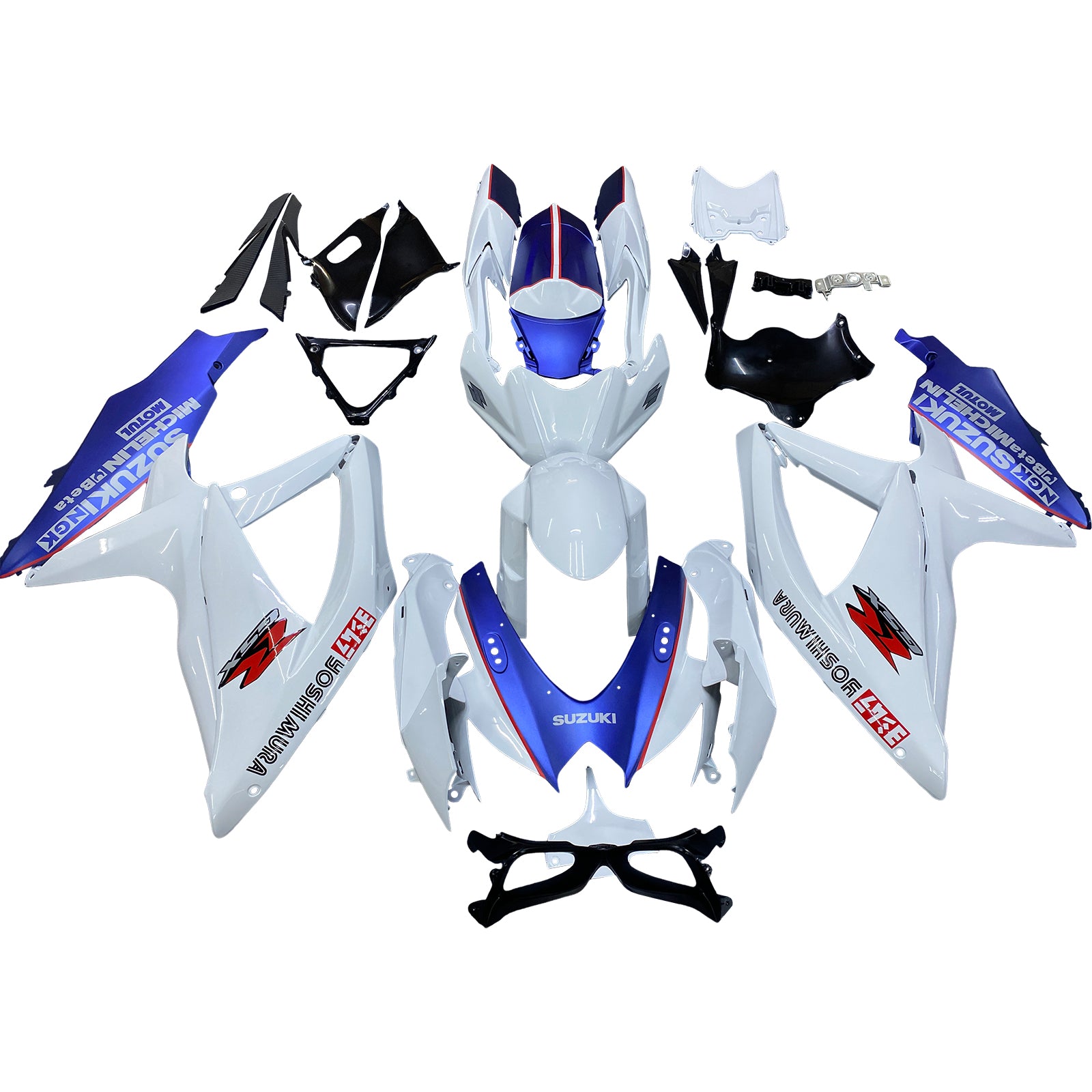 Amotopart 2008-2010 Suzuki GSXR600/750 Fairing White&Matte Dark Blue Kit