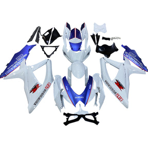 Amotopart 2008-2010 Suzuki GSXR600/750 Fairing White&Matte Dark Blue Kit