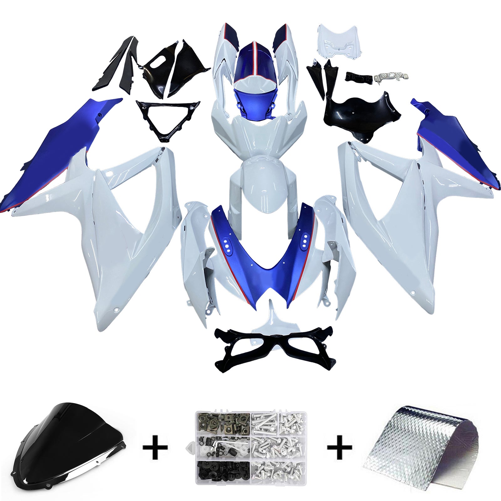 Amotopart 2008-2010 Suzuki GSXR600/750 carenatura bianco e blu scuro opaco kit