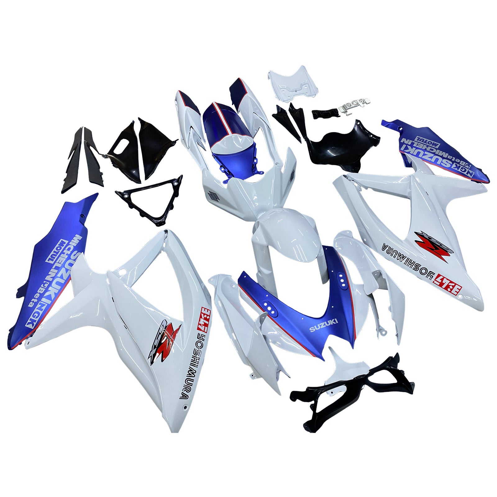 Amotopart 2008-2010 Suzuki GSXR600/750 Fairing White&Matte Dark Blue Kit