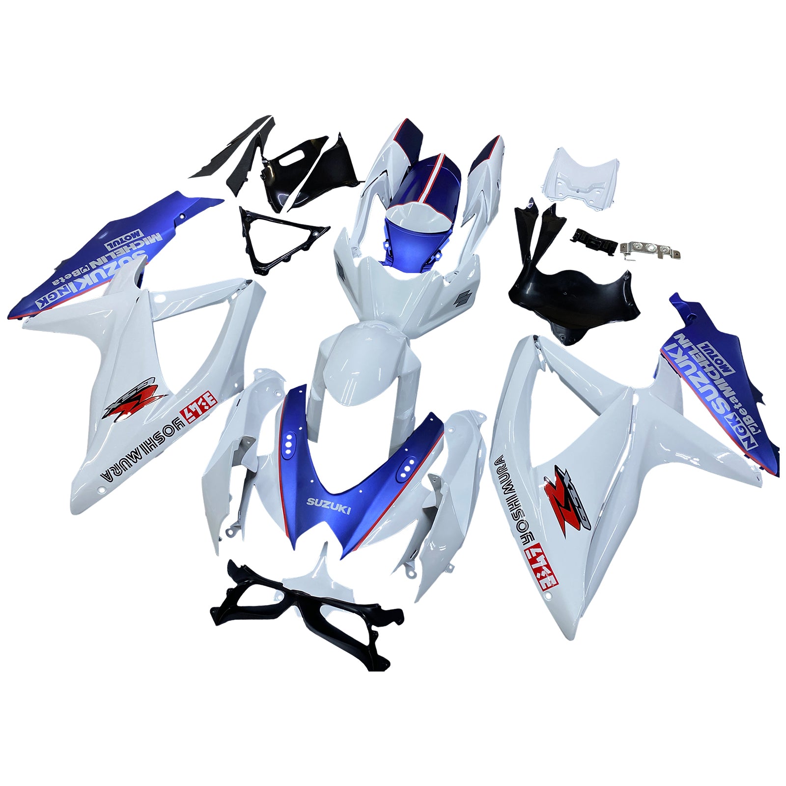 Amotopart 2008-2010 Suzuki GSXR600/750 Fairing White&Matte Dark Blue Kit