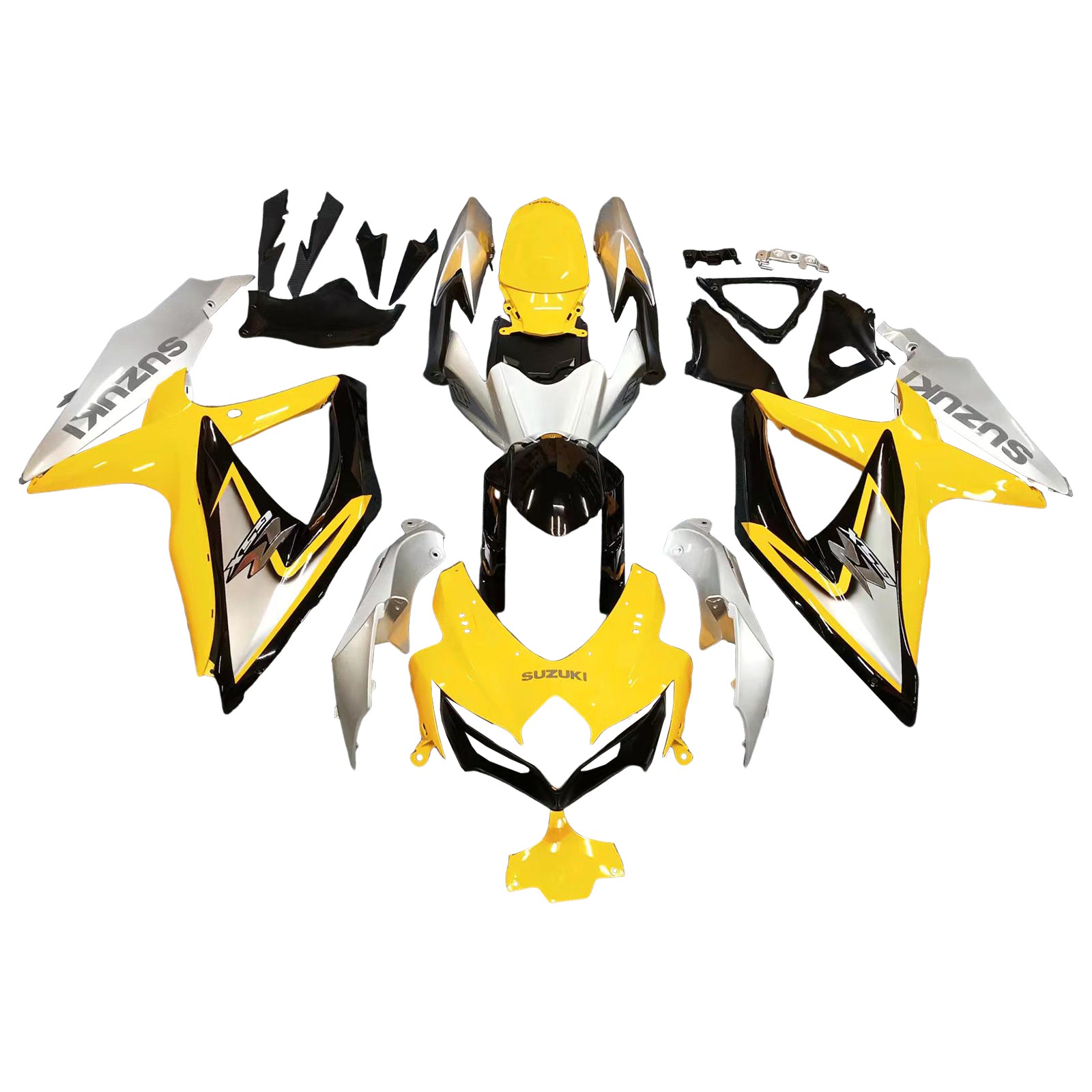 Amotopart 2008-2010 Suzuki GSXR600/750 Fairing Yellow&Sliver Kit