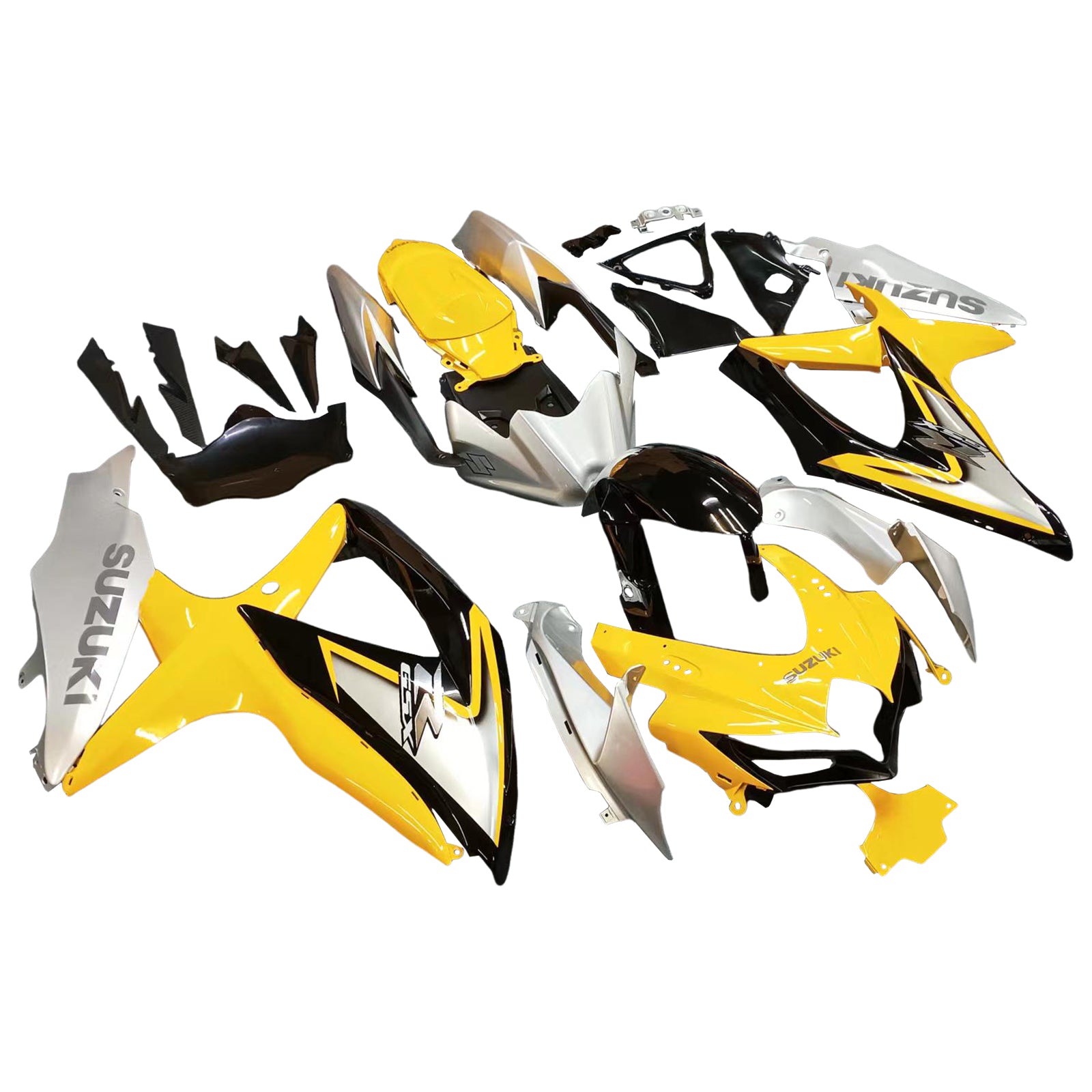 Amotopart 2008-2010 Suzuki GSXR600/750 Fairing Yellow&Sliver Kit