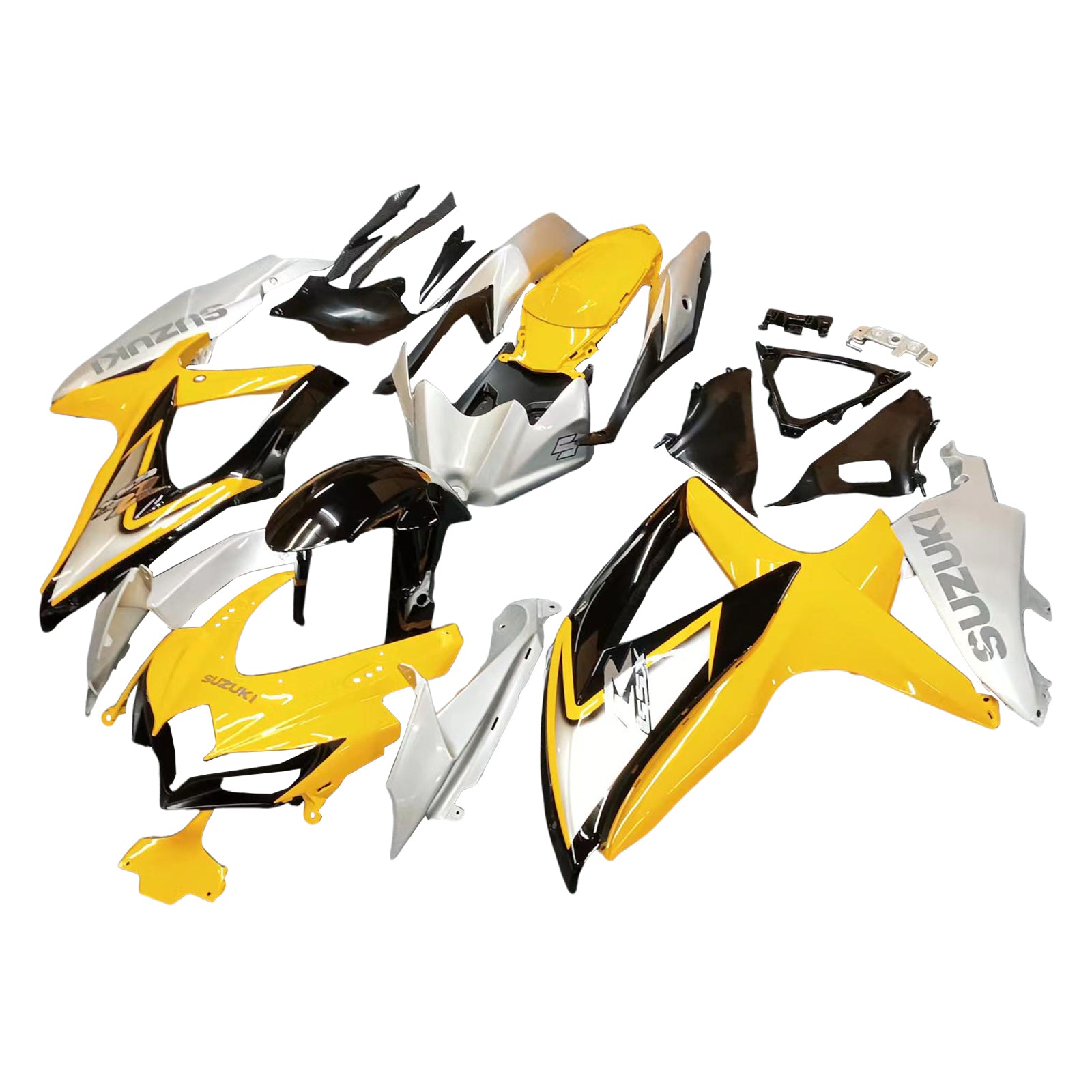 Amotopart 2008-2010 Suzuki GSXR600/750 Fairing Yellow&Sliver Kit