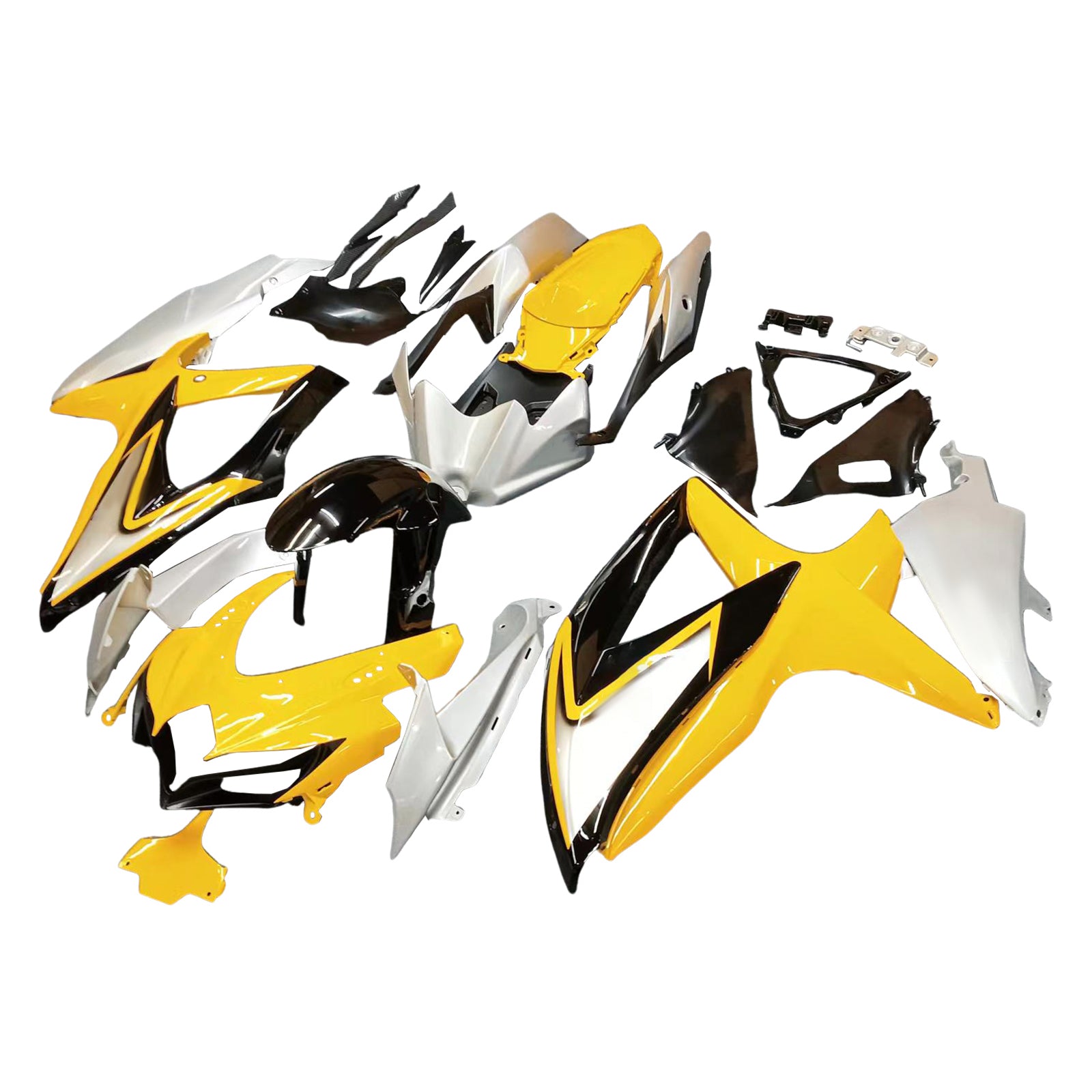 Amotopart 2008-2010 Suzuki GSXR600/750 Fairing Yellow & Sliver Zestaw