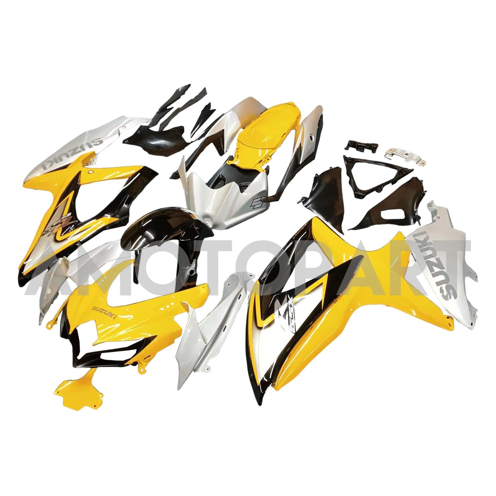 Amotopart 2008-2010 Suzuki GSXR600/750 Fairing Yellow&Sliver Kit
