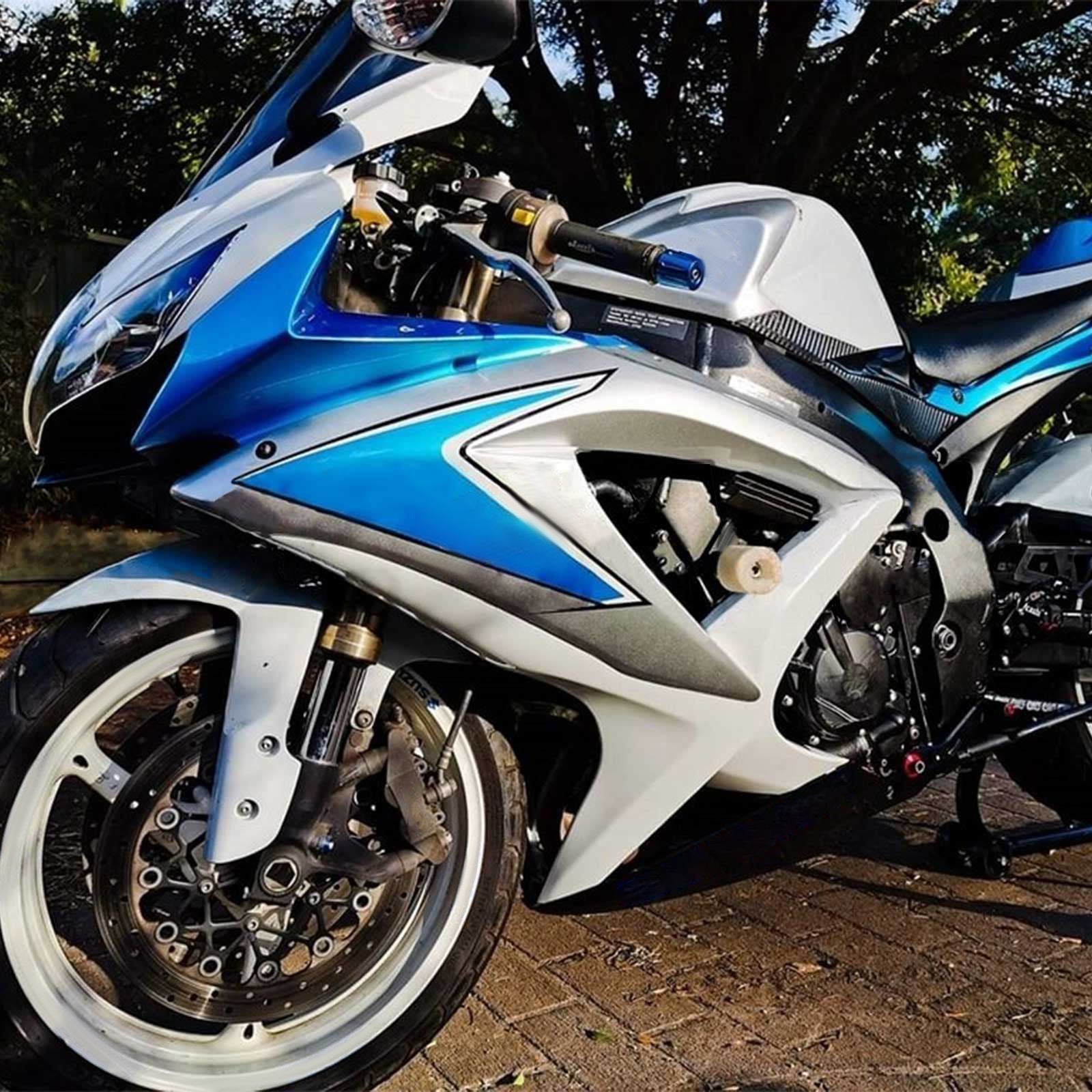 Amotopart 2008-2010 Suzuki GSXR600/750 Fairing White&Light Blue Kit